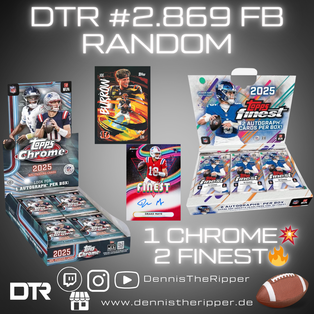 50% Filler DTR #2869 FB Chrome X Finest 3 Boxer Random Group Break
