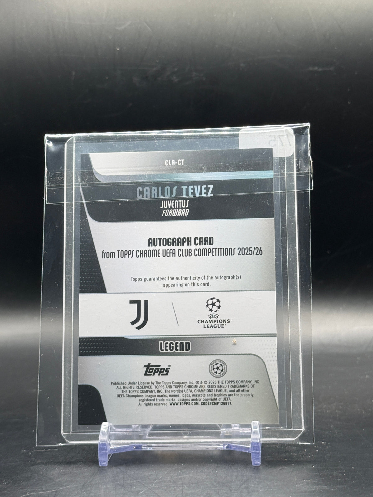 2025-26 Topps Chrome UCC Carlos Tevez Juventus Purple Geometric Auto 35/75