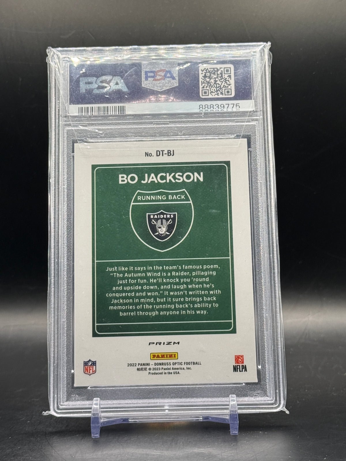 2022 Panini Donruss Optic NFL Bo Jackson Las Vegas Raiders Downtown PSA 9 88839775