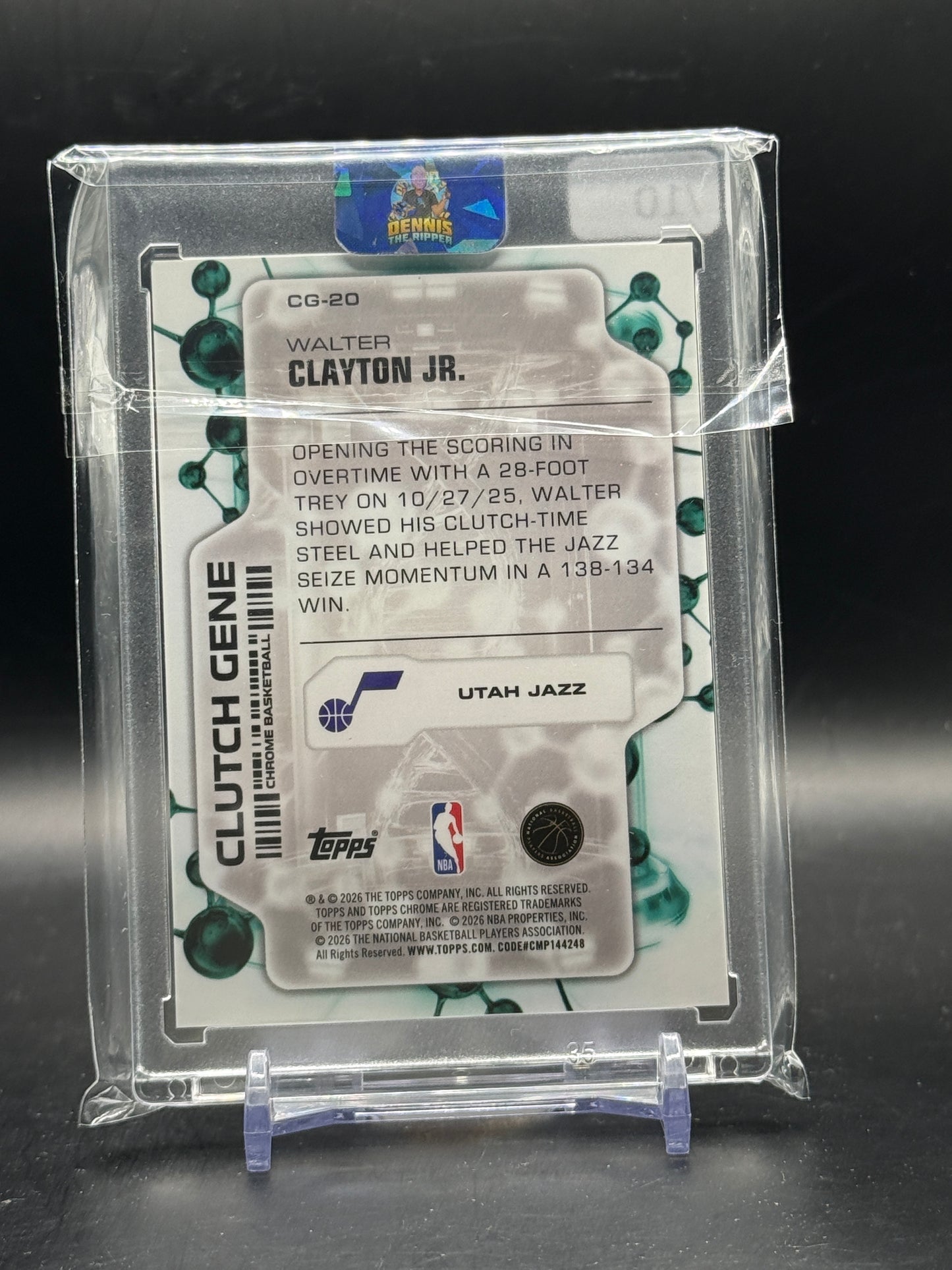 2025-26 Topps Chrome NBA Walter Clayton Jr. Utah Jazz Clutch Gene 09/10