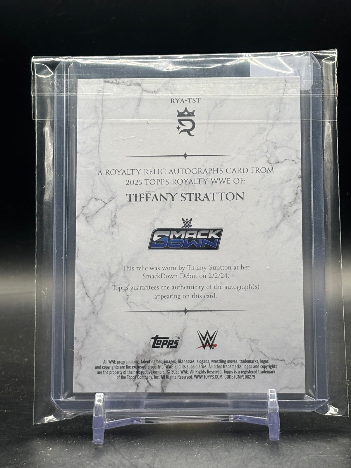 2025 Topps Royalty WWE Tiffany Stratton Patch Auto 34/99