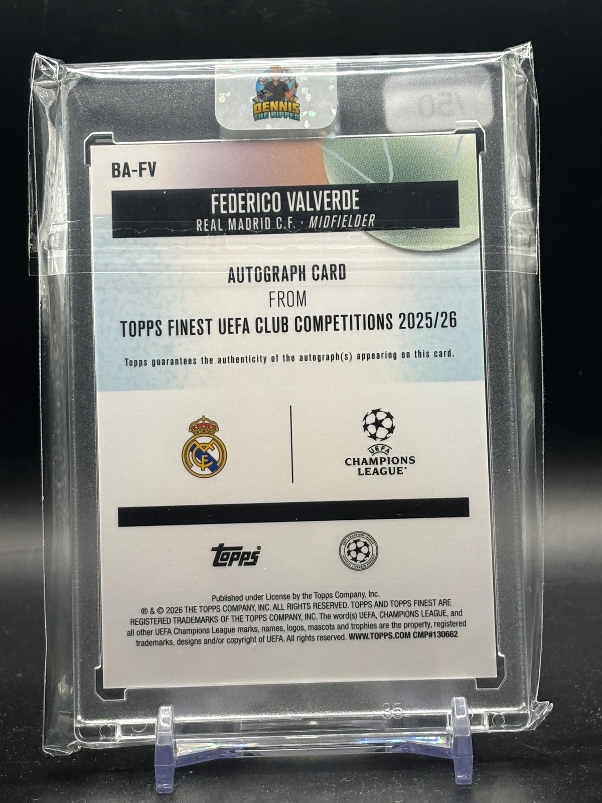 2025-26 Topps Finest UCC Federico Valverde Real Madrid Gold Auto 48/50