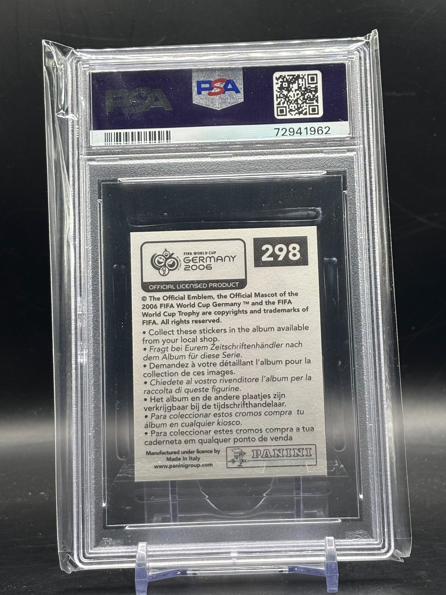 2006 Panini World Cup Sticker Cristiano Ronaldo Portugal PSA 9 72941962