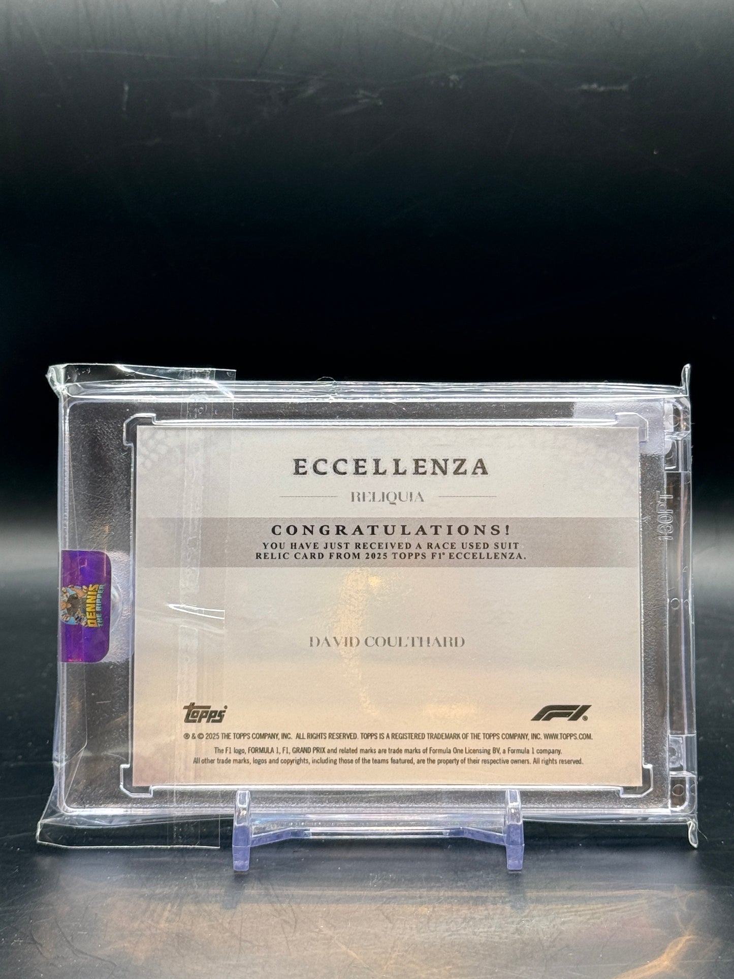 2025 Topps Eccellenza David Coulthard Patch 40/50