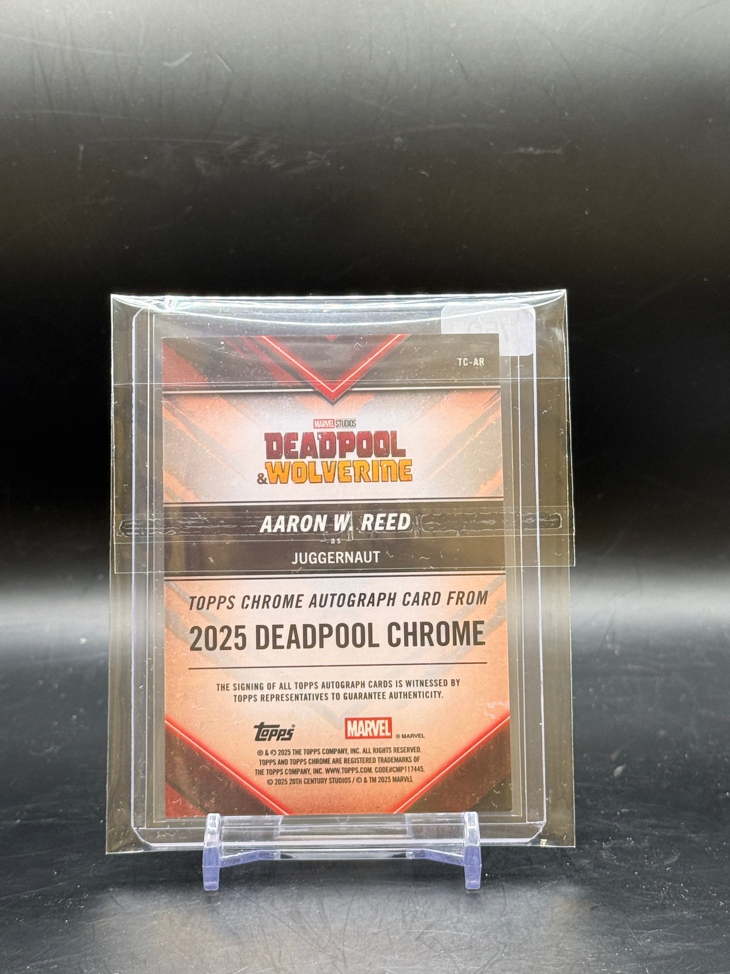 2025 Topps Chrome Deadpool Aaron W. Reed Juggernaut Gold Lava Auto 20/50