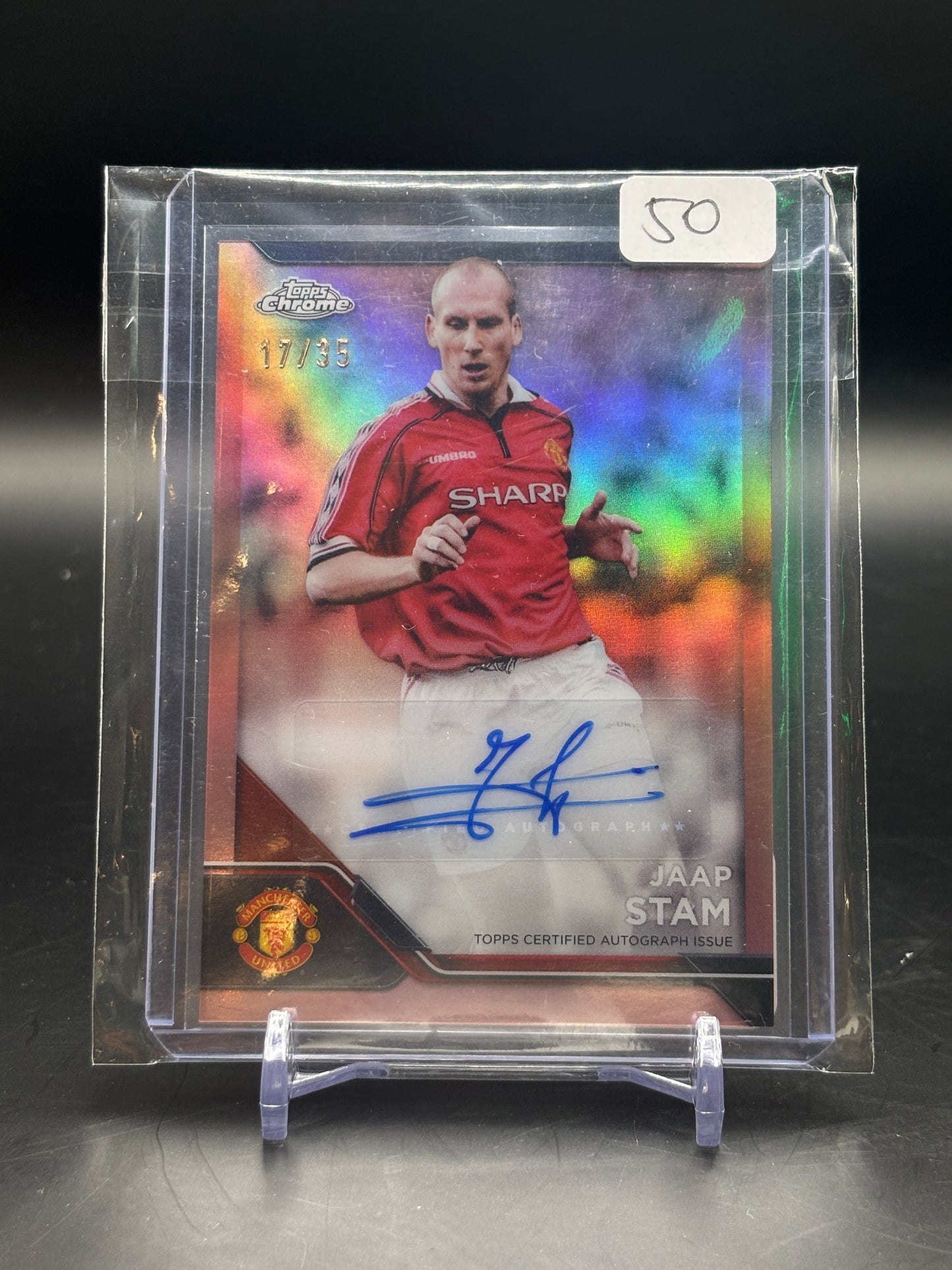 Topps Chrome Soccer Manchester United Jaap Stam Auto 17/35