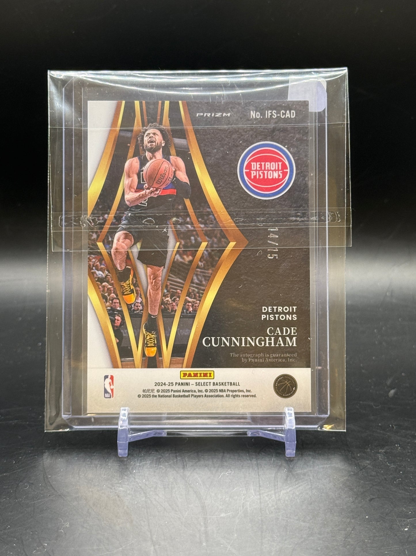 2024-25 Panini Select NBA Cade Cunningham Detroit Pistons In Flight Signatures Auto 14/15