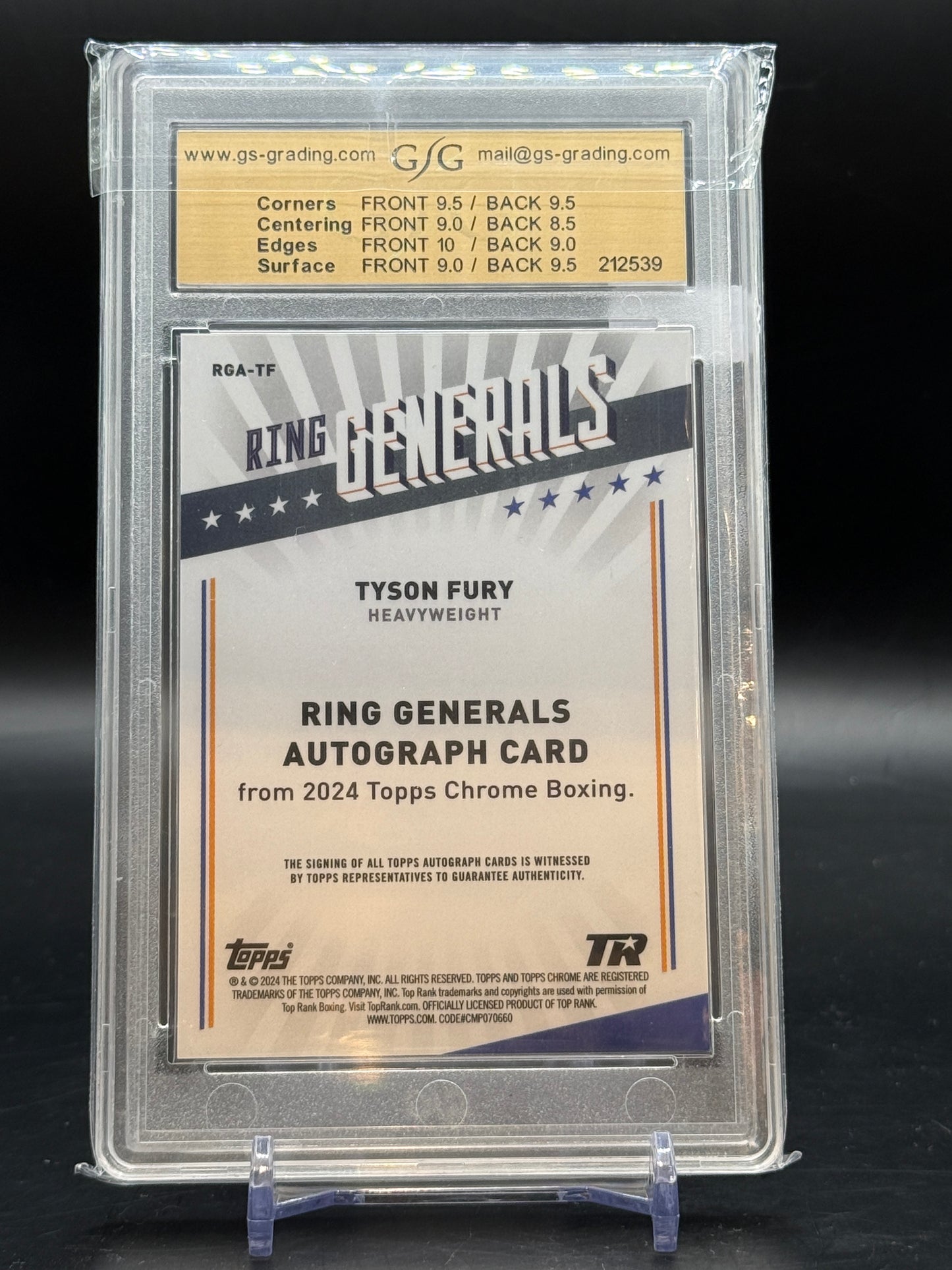 2024 Topps Chrome Boxing Tyson Fury Auto 10/50 GSG 212539