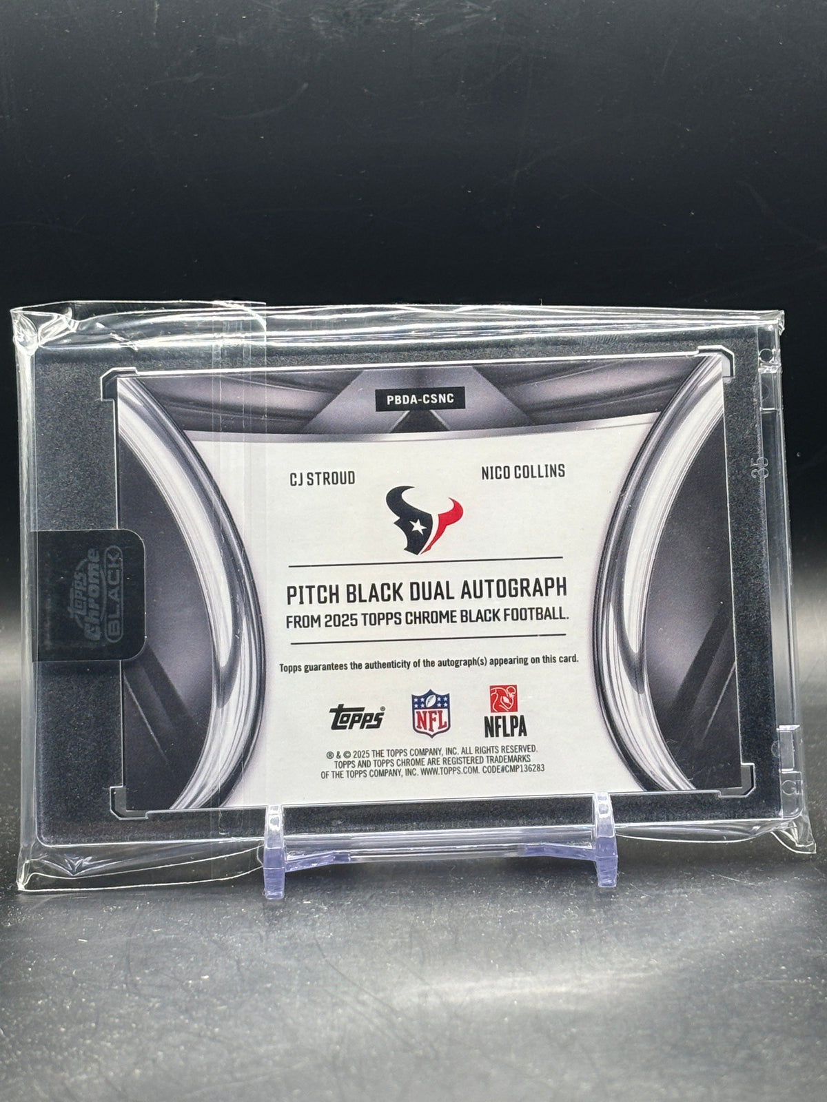 2025 Topps Chrome Black NFL CJ Stroud / Nico Collins Houston Texans Orange Pitch Black Pairings Auto 22/25