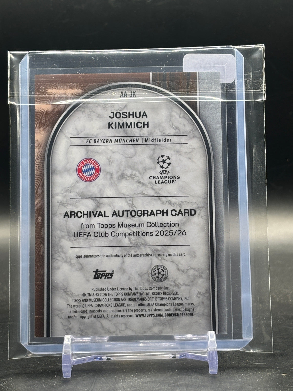 2025-26 Topps Museum UCC Joshua Kimmich FC Bayern München Auto 101/299