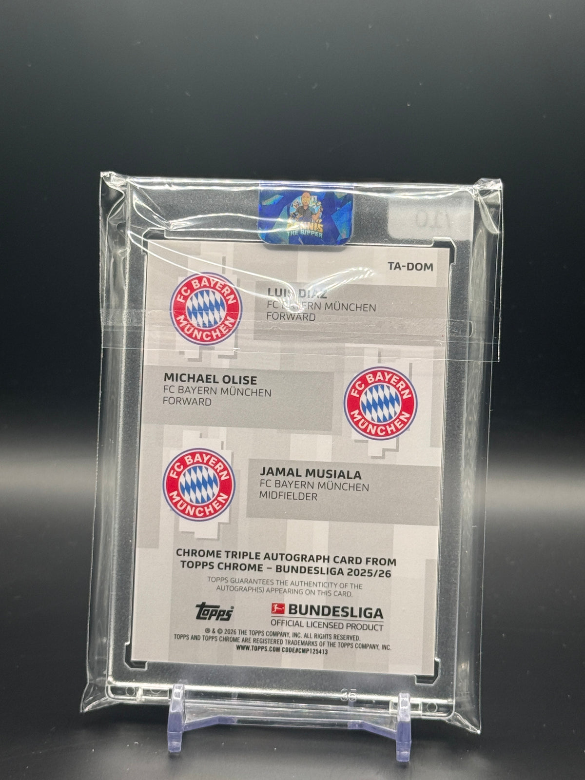 2024-25 Topps Chrome Bundesliga Luis Diaz / Michael Olise / Jamal Musial FC Bayern München Balck Auto 10/10