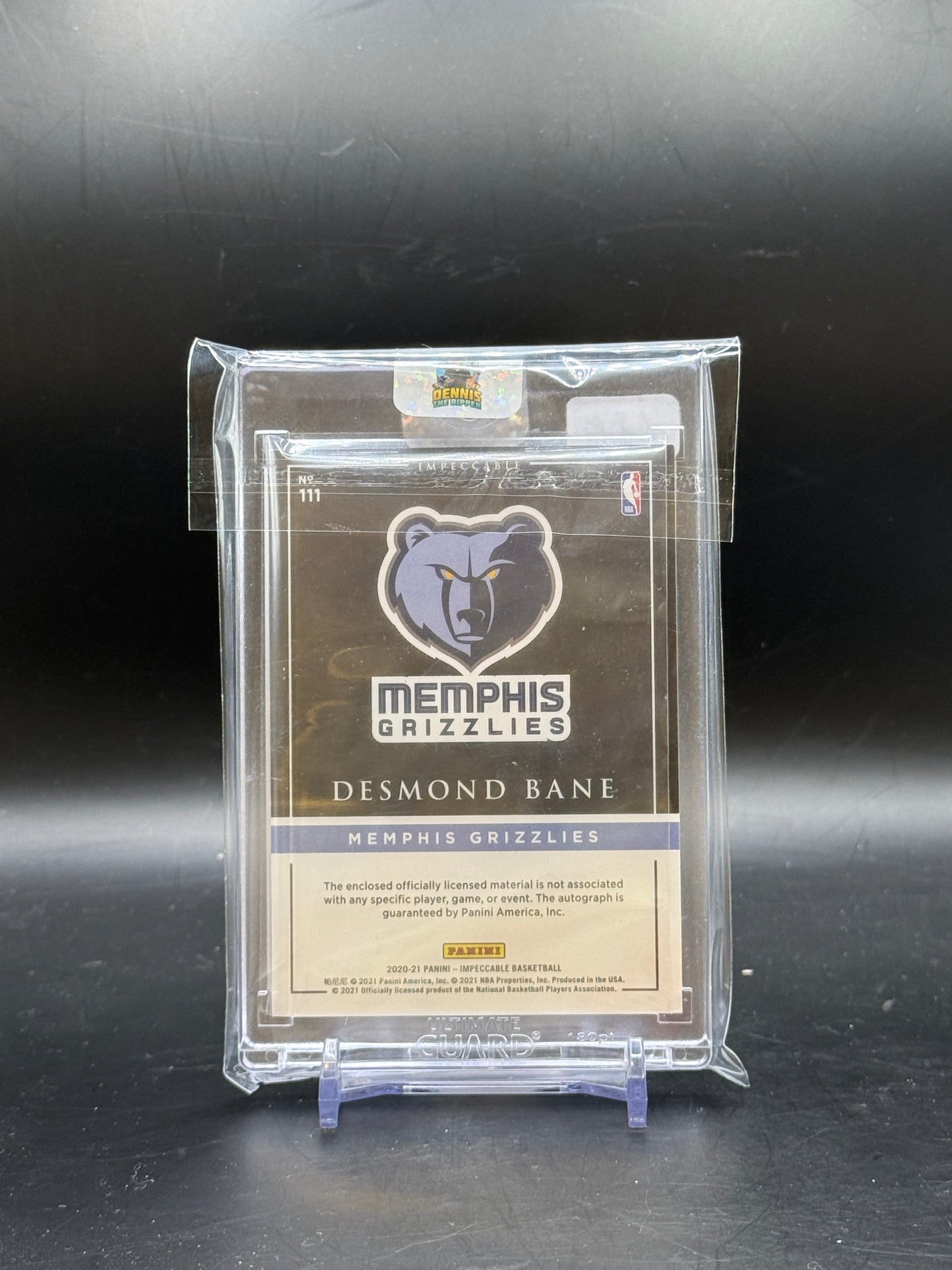 2020-21 Panini Impeccable NBA Desmond Bane Memphis Grizzlies Patch Auto 21/88