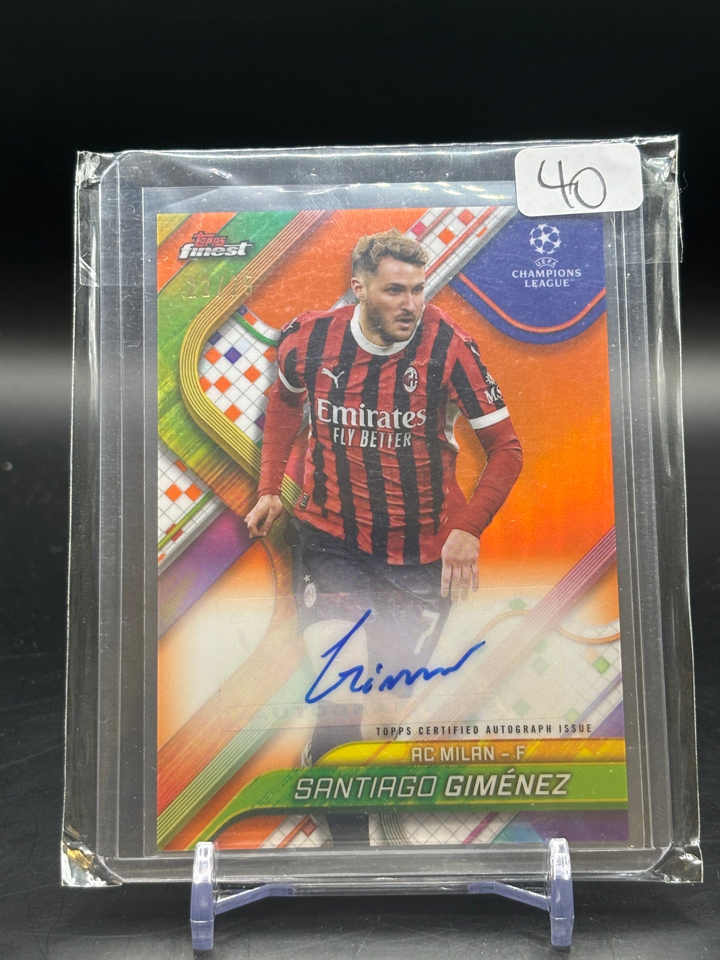 2024/25 Topps Finest Santiago Gimenez Orange Auto 22/25