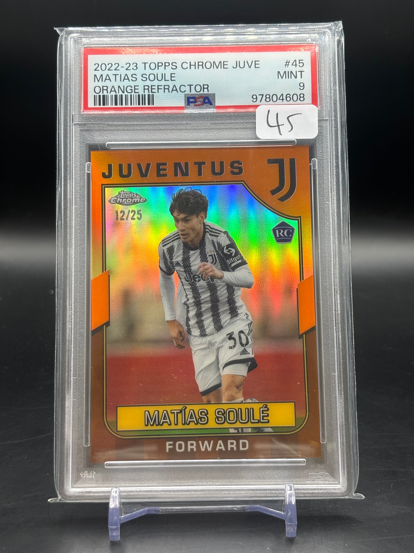 2022/23 Topps Chrome Juve Matias Soule Orange 12/25 RC PSA 9 97804608