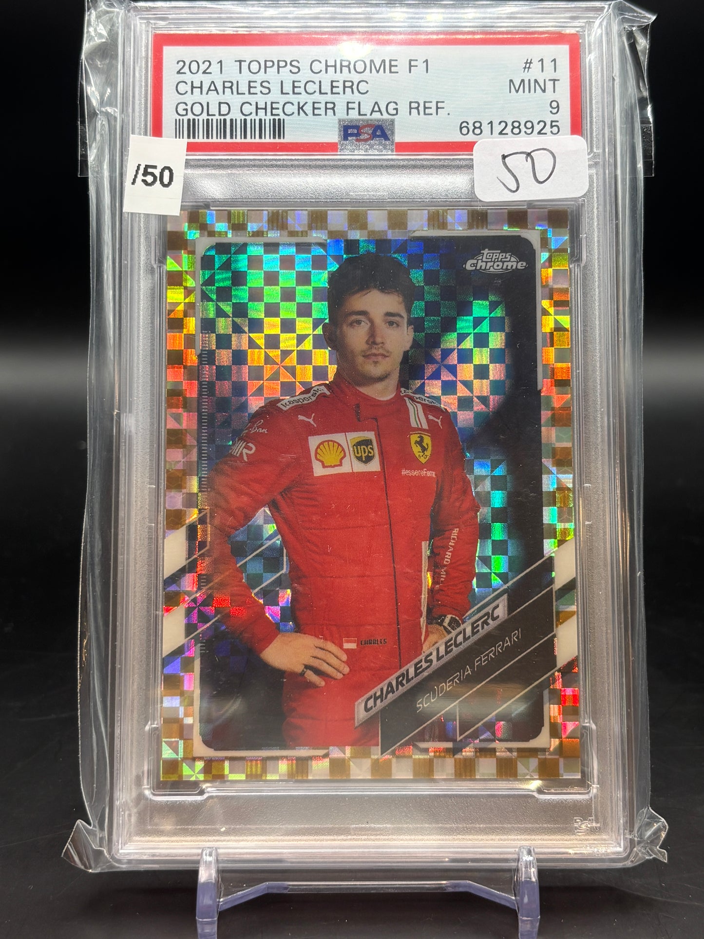 2021 Topps CHrome Charles Leclerc Gold Checker Flag PSA 9 68128925
