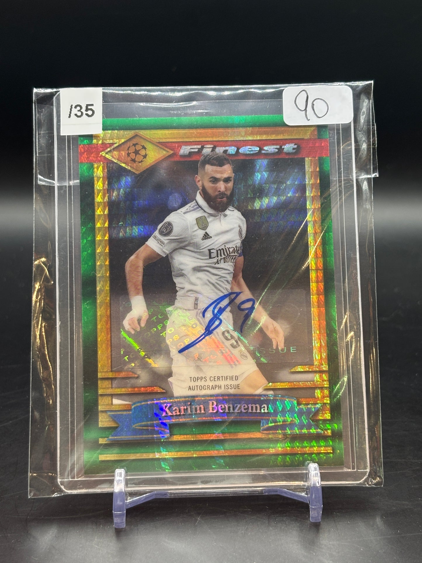 2022/23 Topps Finest Flashbacks Karim Benzema Green Hyper Auto 15/35