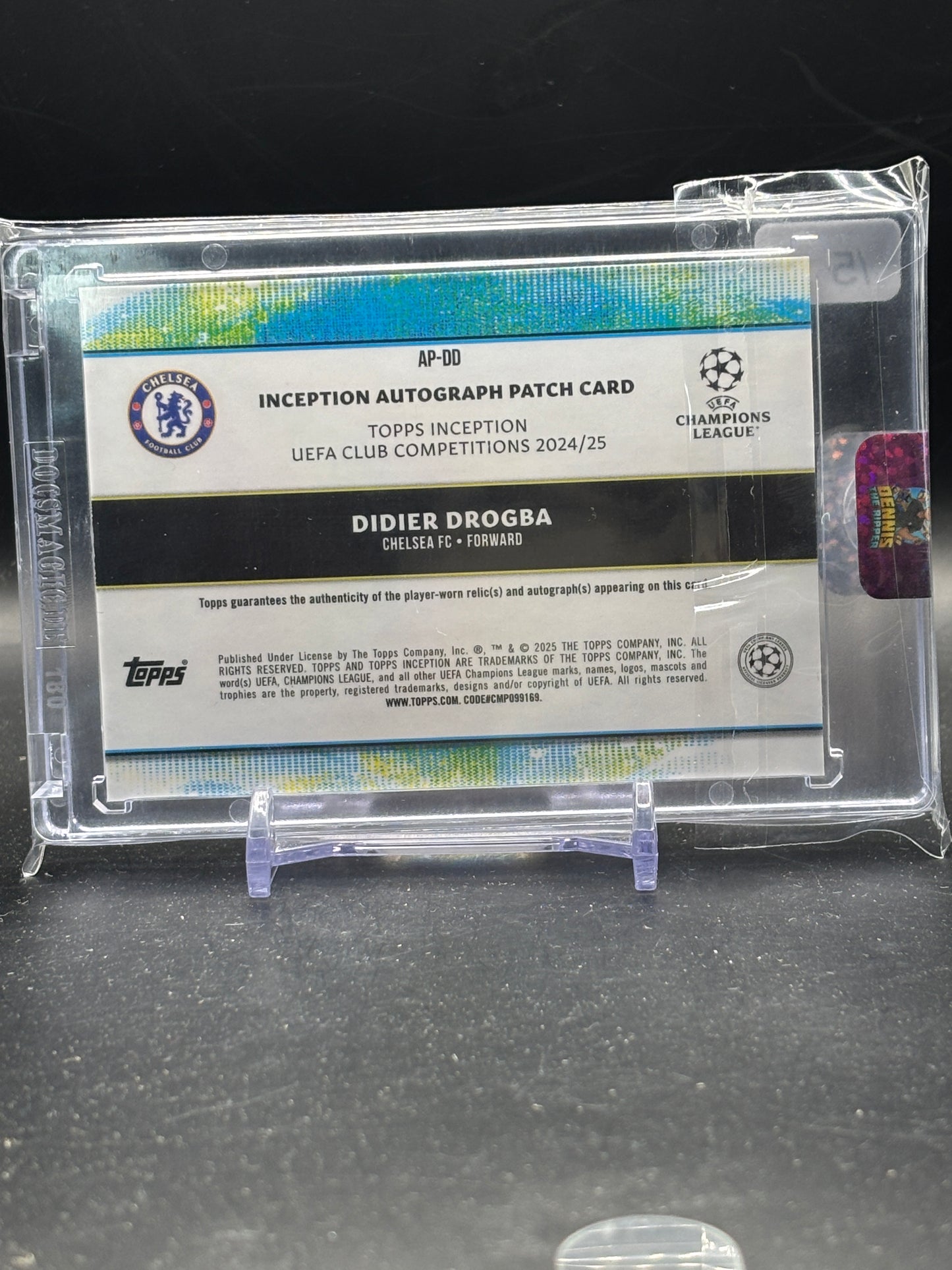 2024-25 Topps Inception UCC Didier Drogba Chelsea FC Orange Patch Auto 5/5