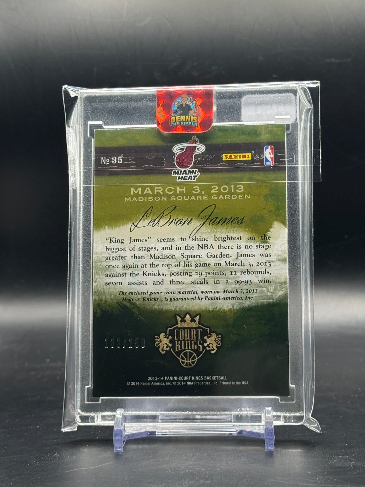 2013-14 Panini Court Kings NBA Lebron James Miami Heat Game Worn Patch 133/150