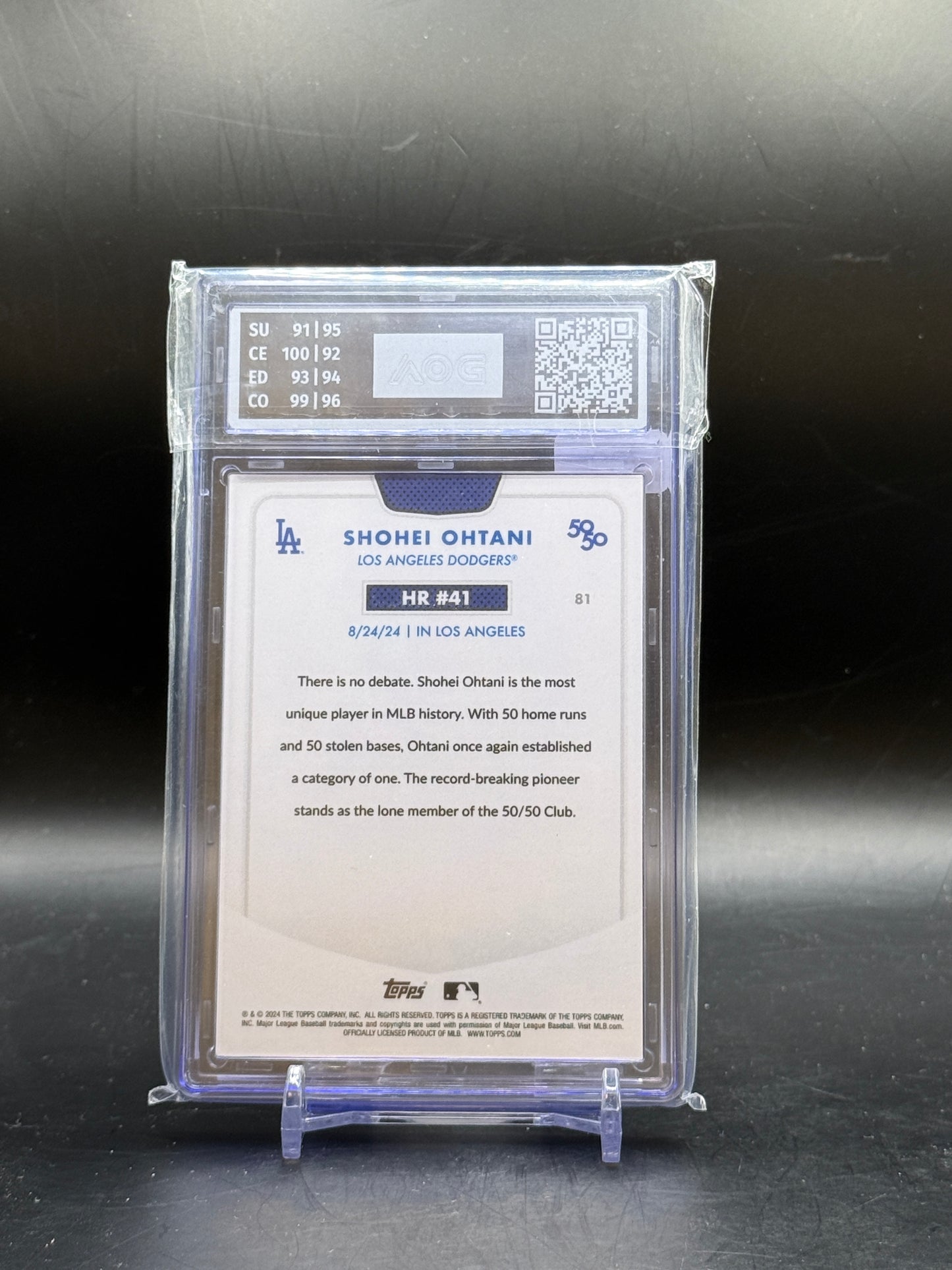 2024 Topps 50/50 Shohei Ohtani Los Angeles Dodgers HR #41 Green 22/99 AOG 9.5 0000100508