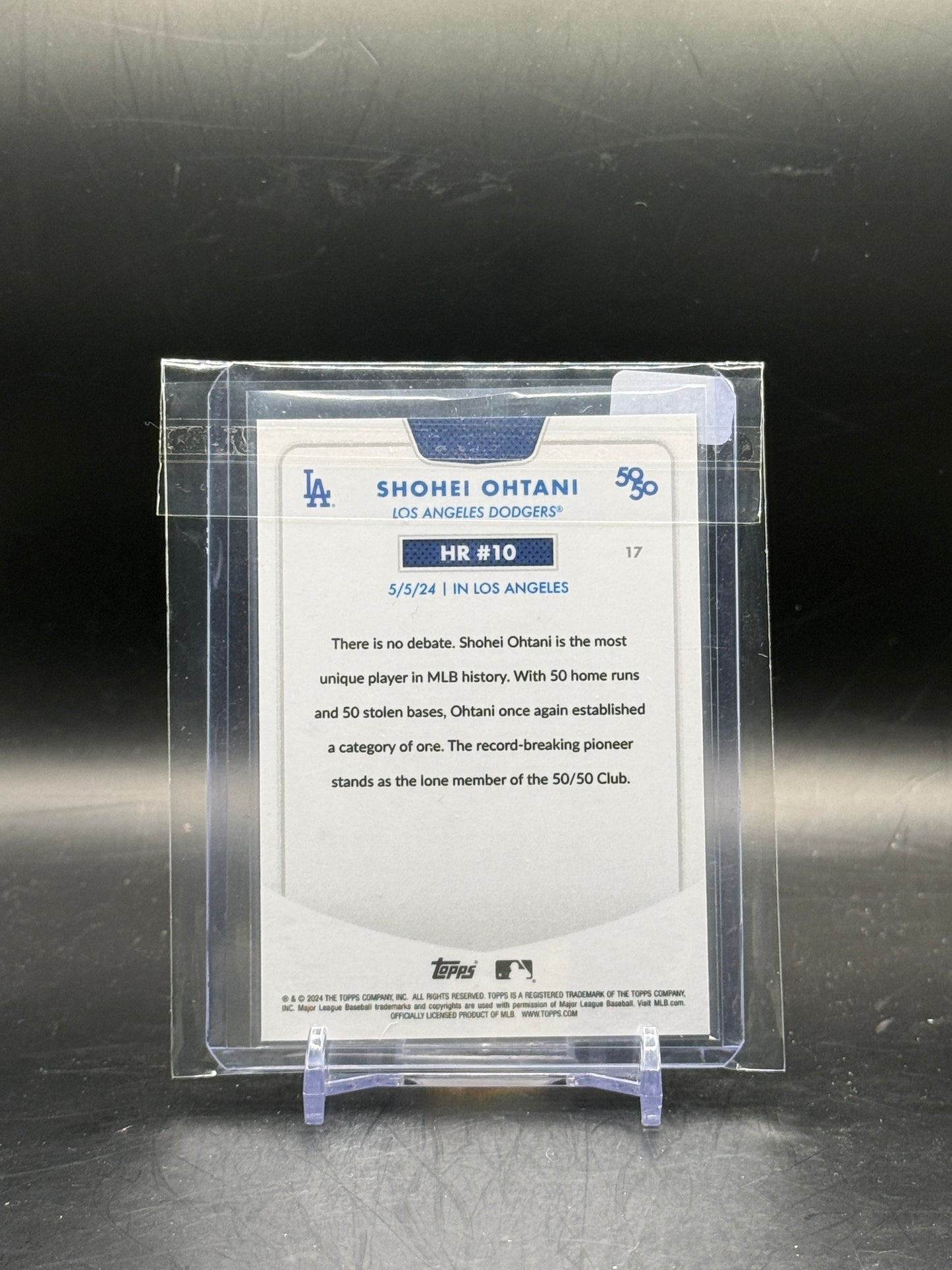 2024 Topps 50/50 Shohei Ohtani Los Angeles Dodgers HR #10 Blue 149/150
