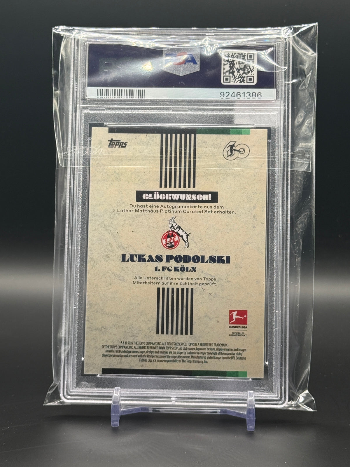 2023-24 Topps Lothar Matthäus Curated Soccer Lukas Podolski 1. FC Köln Green Auto 18/49 PSA 9 92461386