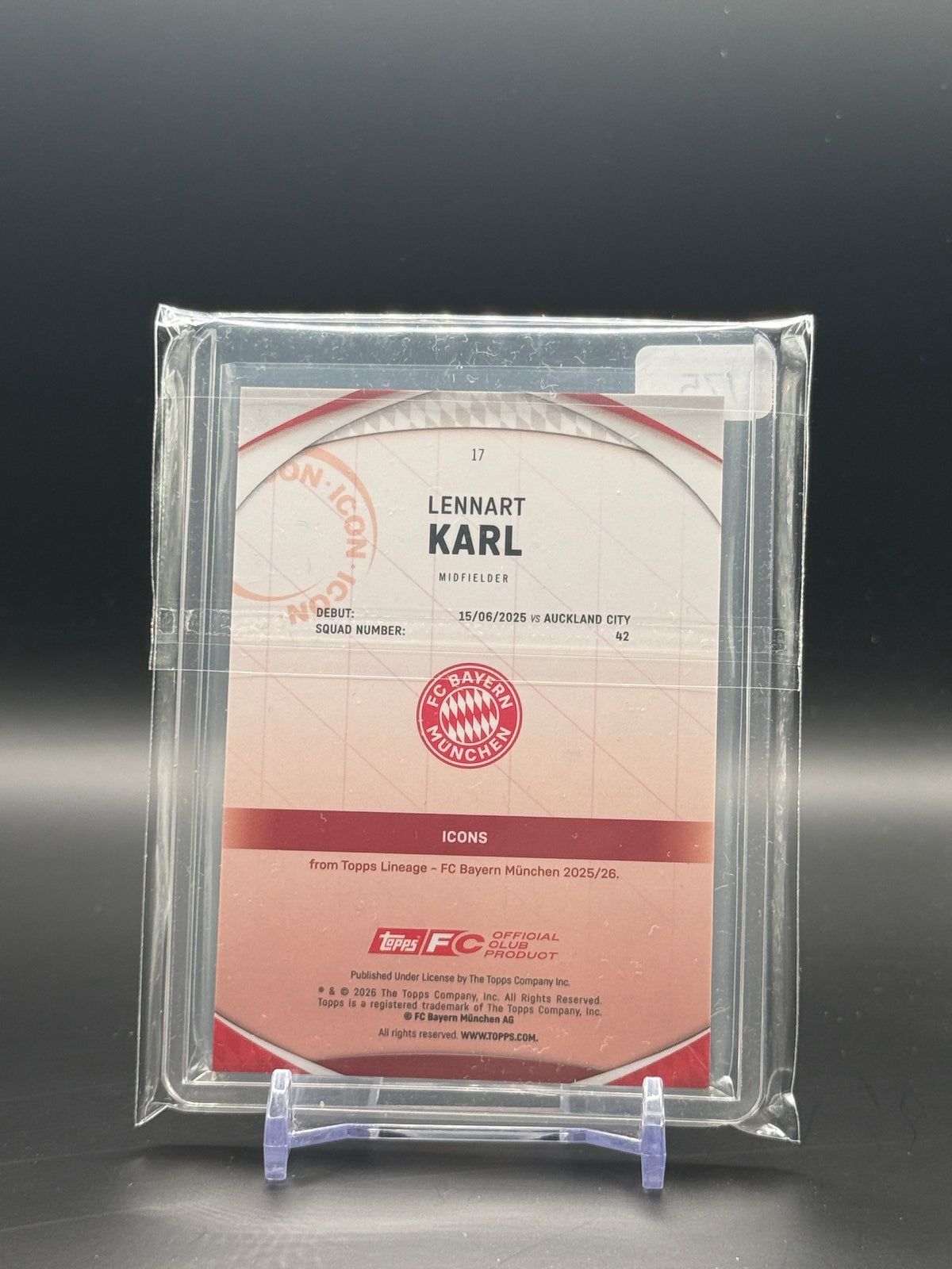 2025-26 Topps FC Bayern Lineage Lennart Karl Bayern München Purple 12/75