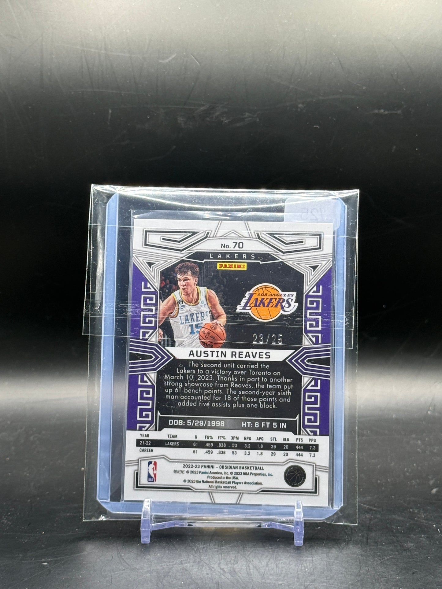 2022-23 Panini Obsidian NBA Austin Reaves Los Angeles Lakers Green 23/25
