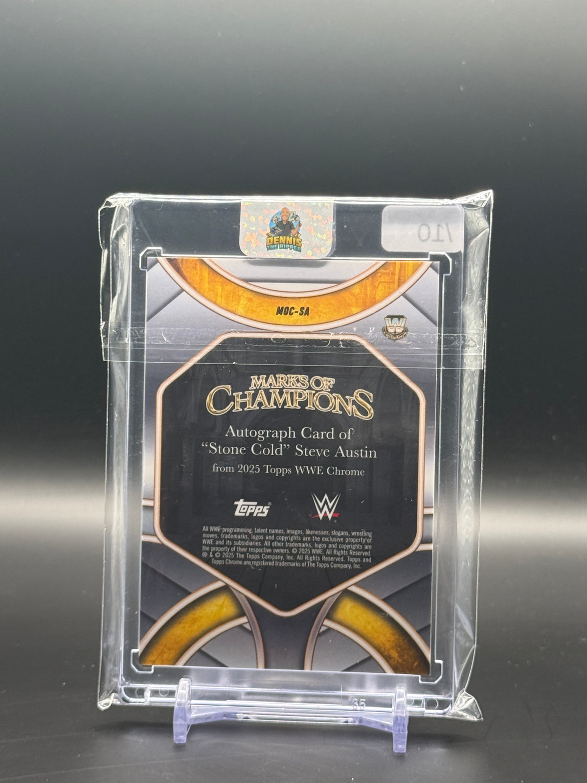 2025 Topps Chrome WWE Stone Cold Steve Austin Black Marks Of Champions Auto 07/10