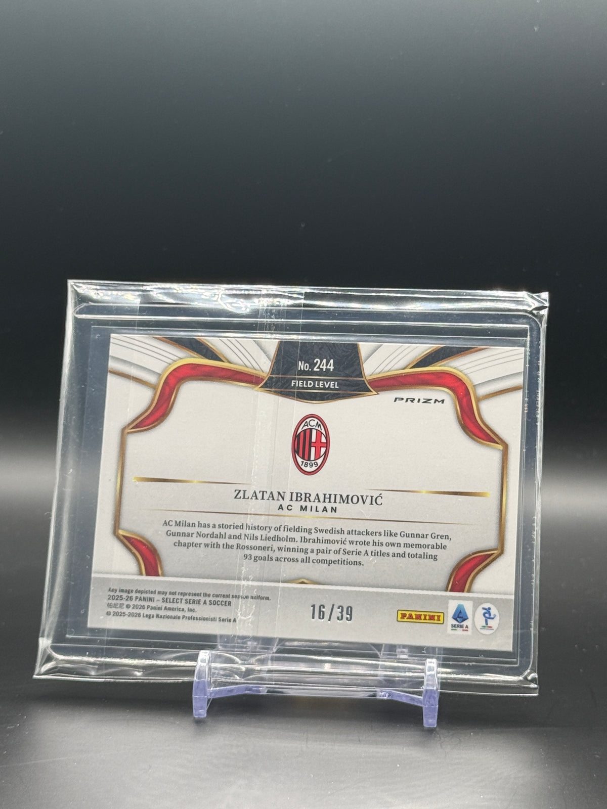 2025-26 Panini Select Serie A Soccer Zlatan Ibrahimovic AC Milan White Flash 16/39
