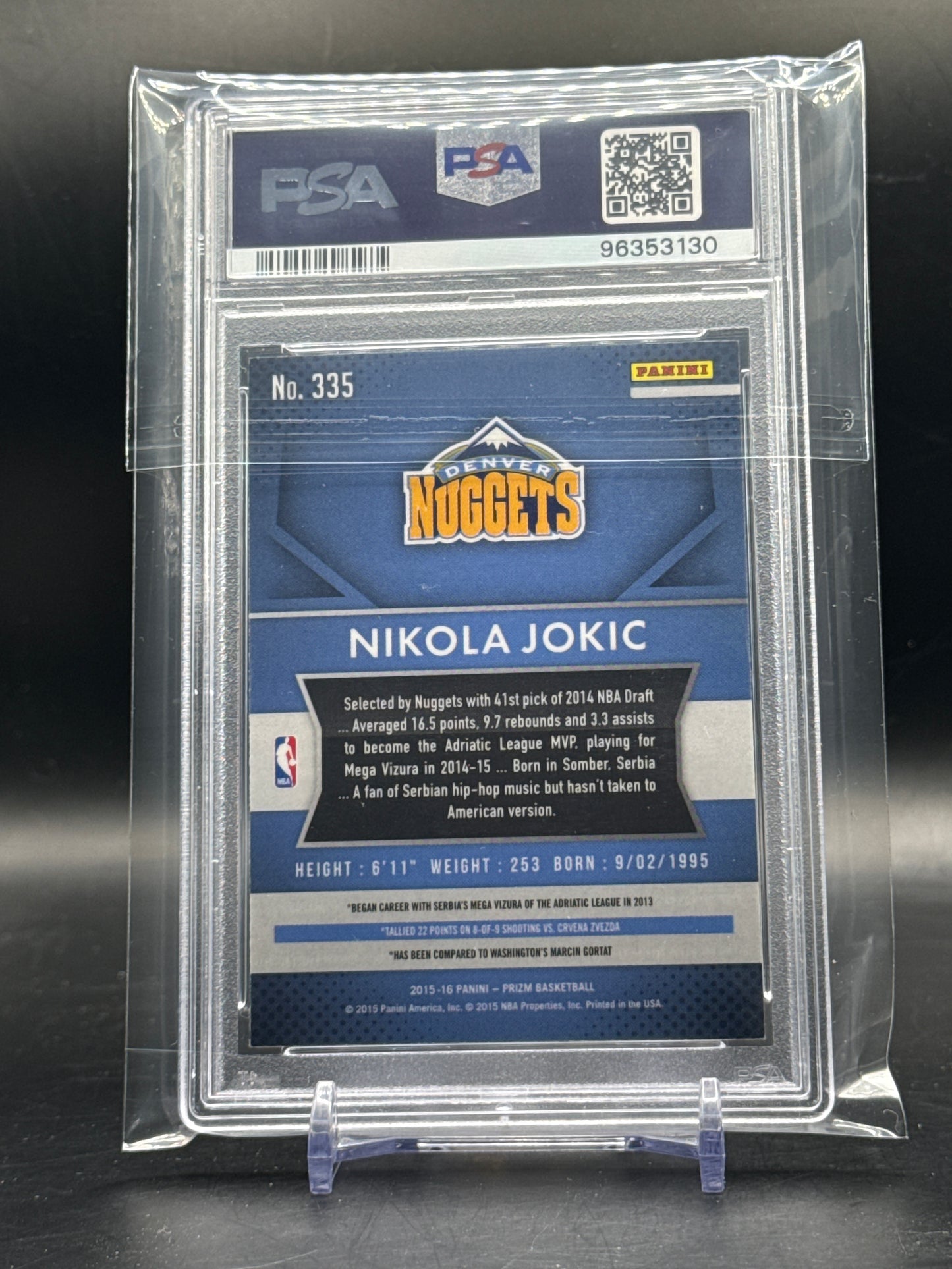 2015 Panini Prizm NBA Nikola Jokic Denver Nuggets Rookie PSA 9 96353130