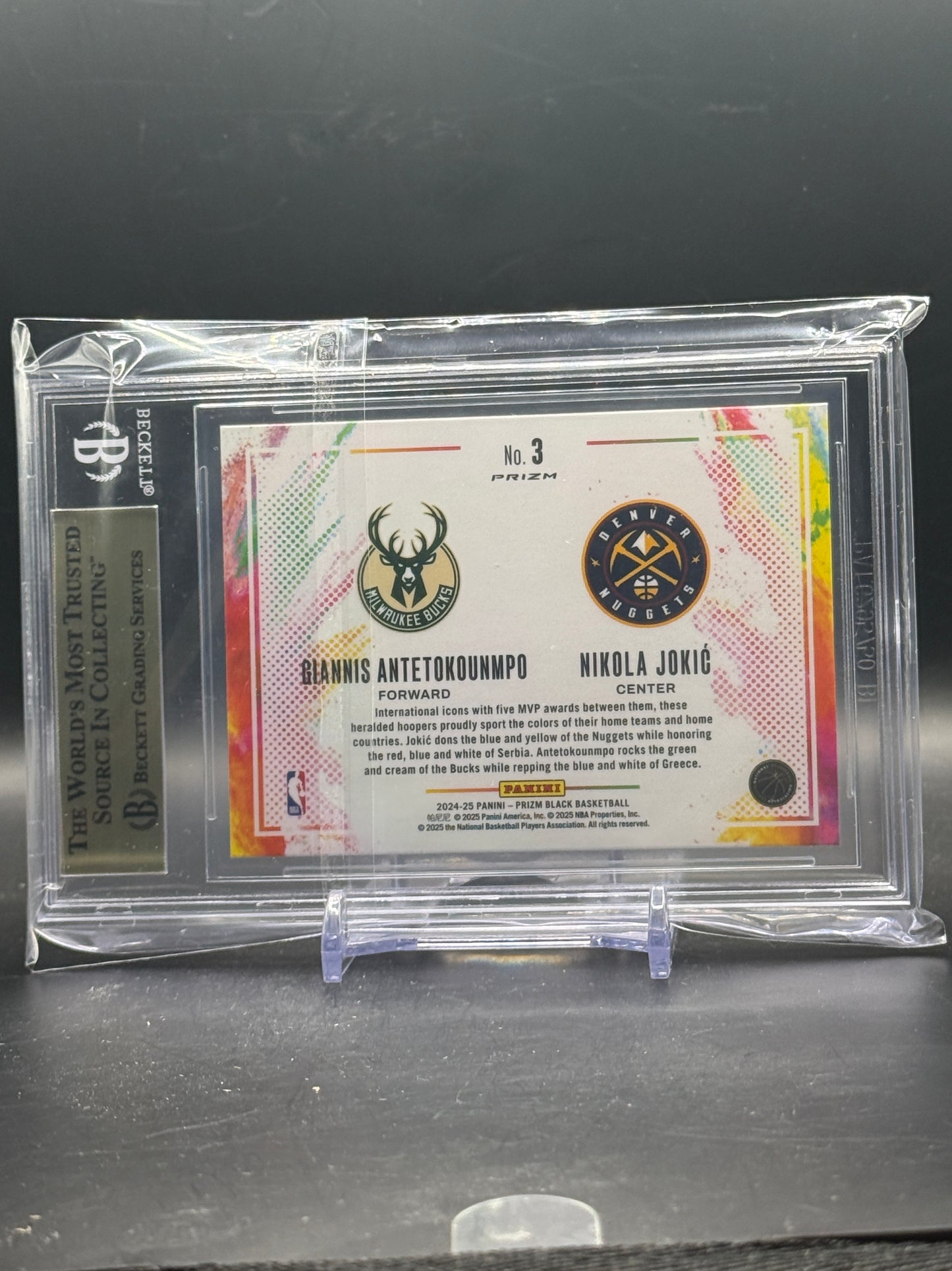 2024-25 Panini Prizm Black NBA Antetokounmpo / Jokic Dual Color Blast 74/75 Becket 9.5 0019961375