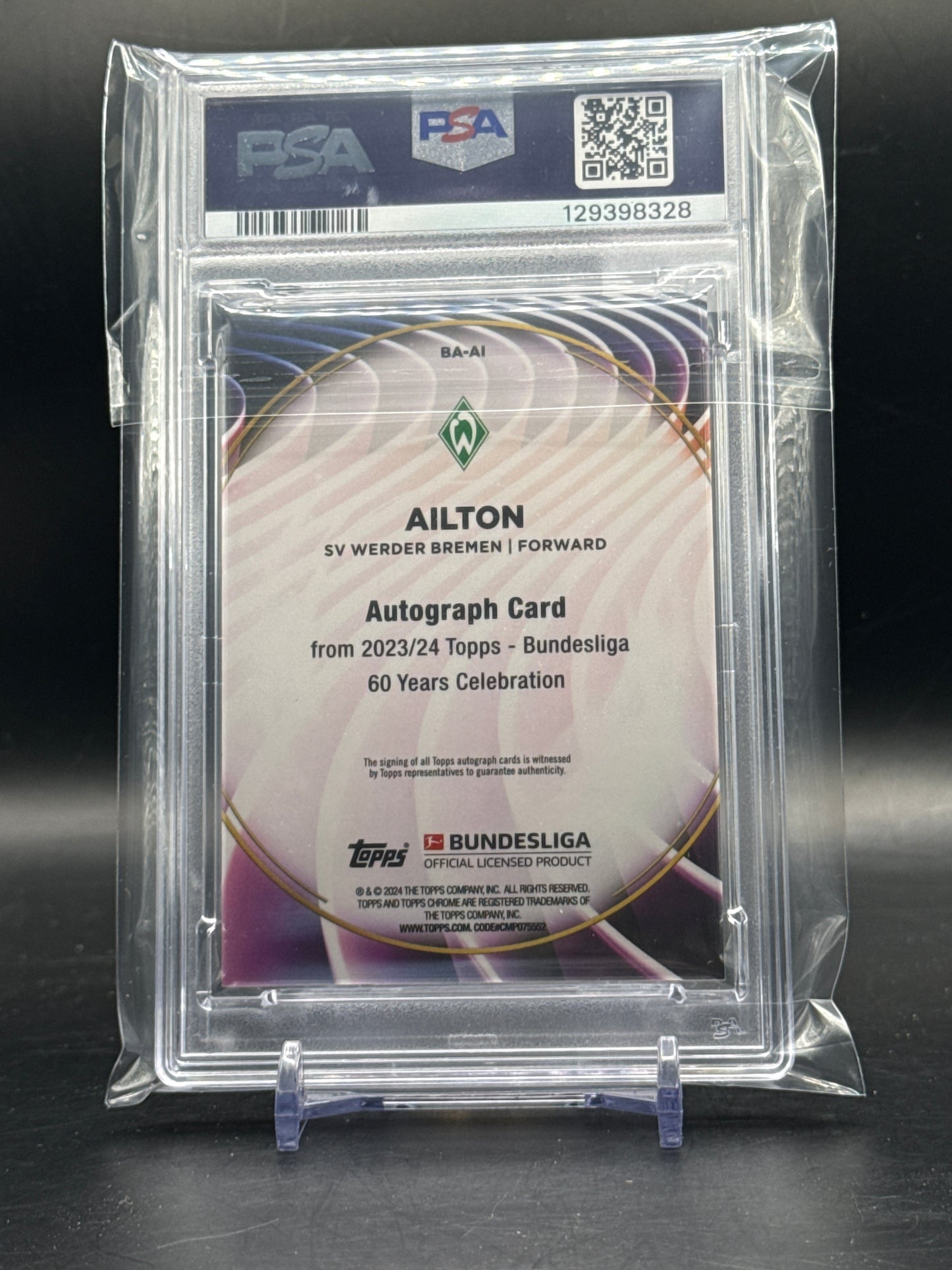 2023-24 Topps Bundesliga 60 Year Ailton Werder Bremen Gold Auto 30/50 PSA 10 129398328