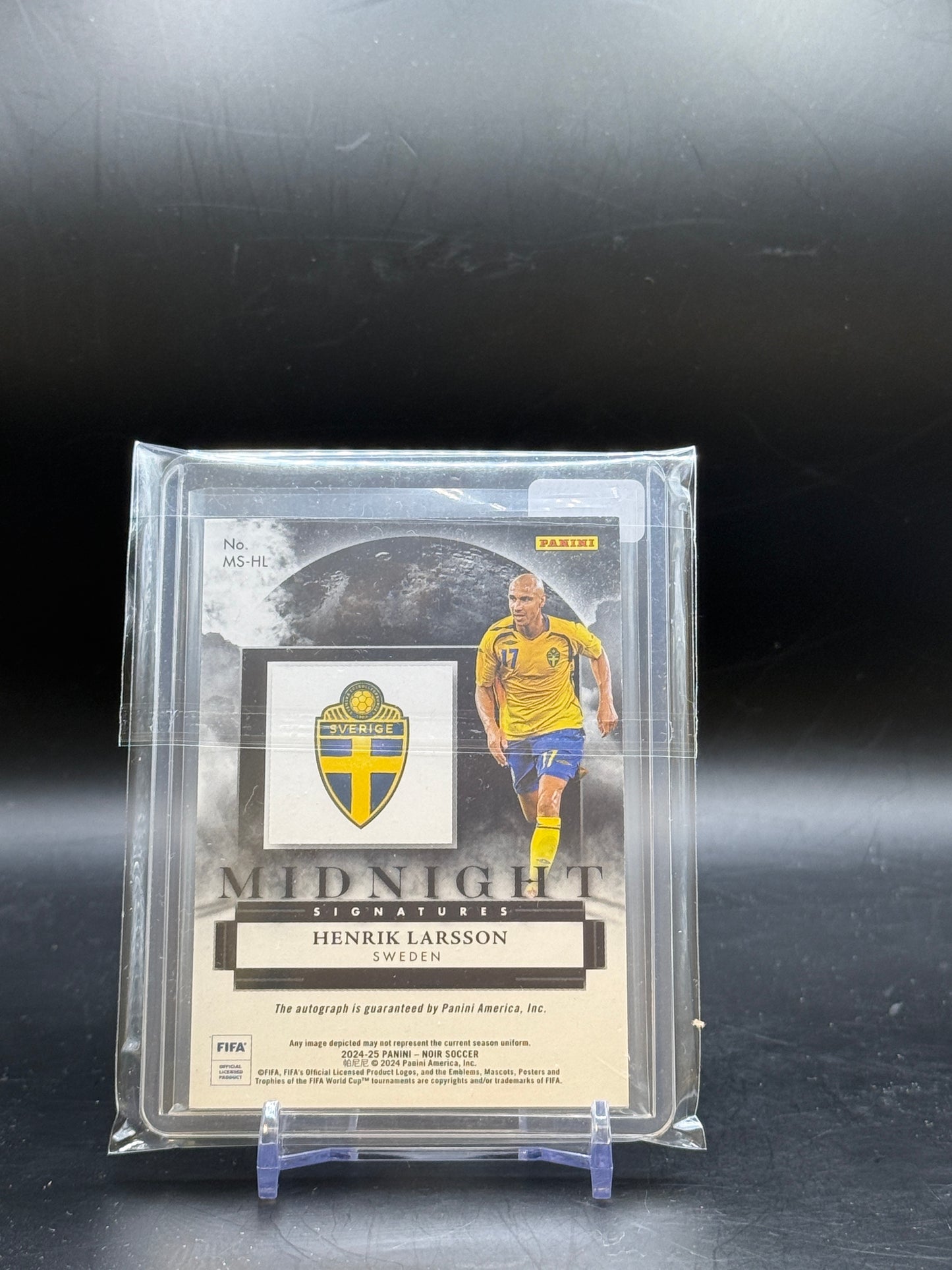 2024-25 Panini Noir Soccer Henrik Larsson Sweden Midnight Signatures Auto 69/99