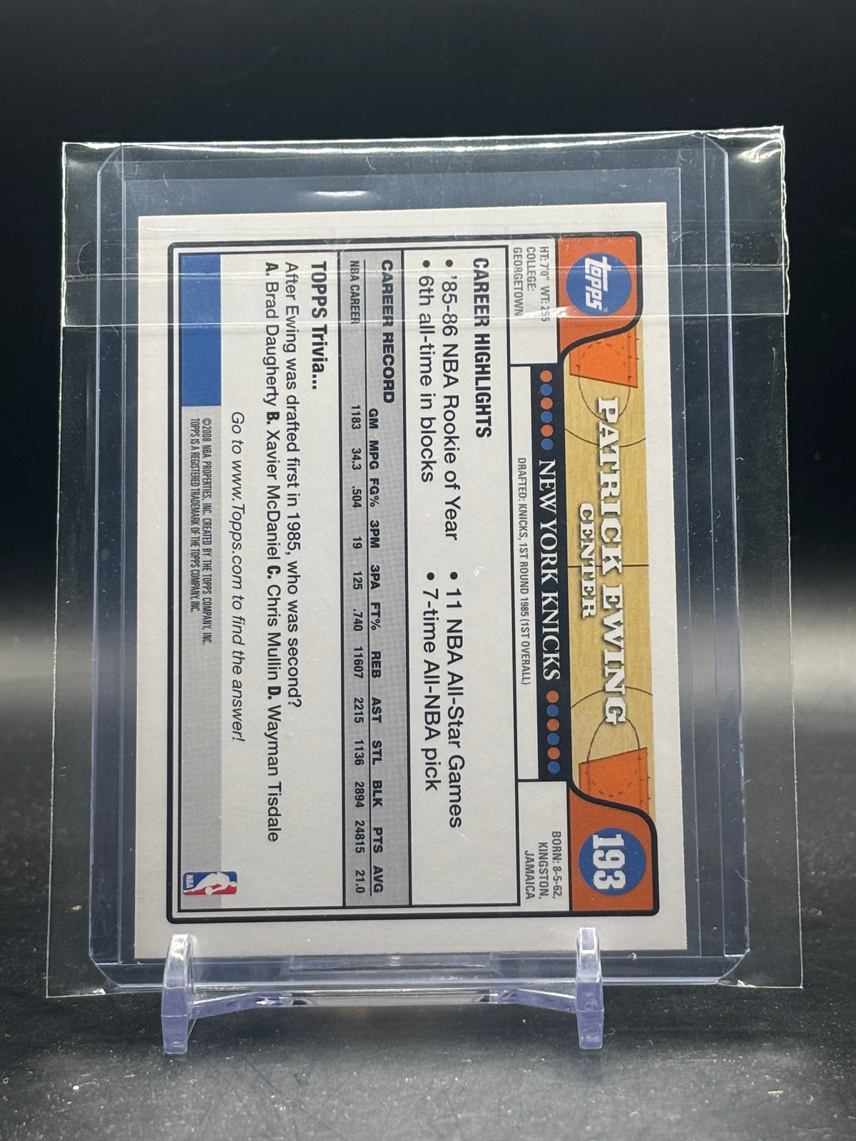 2008 Topps Patrick Ewing New York Knicks Nr. 193