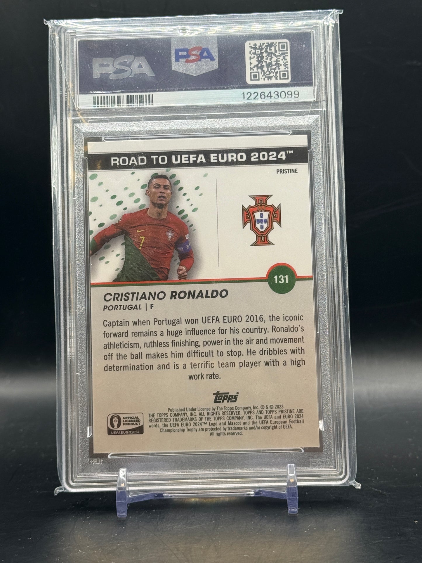 2023 Topps Pristine Euro 2024 Cristiano Ronaldo Portugal Pink 11/15 PSA 10 122643099