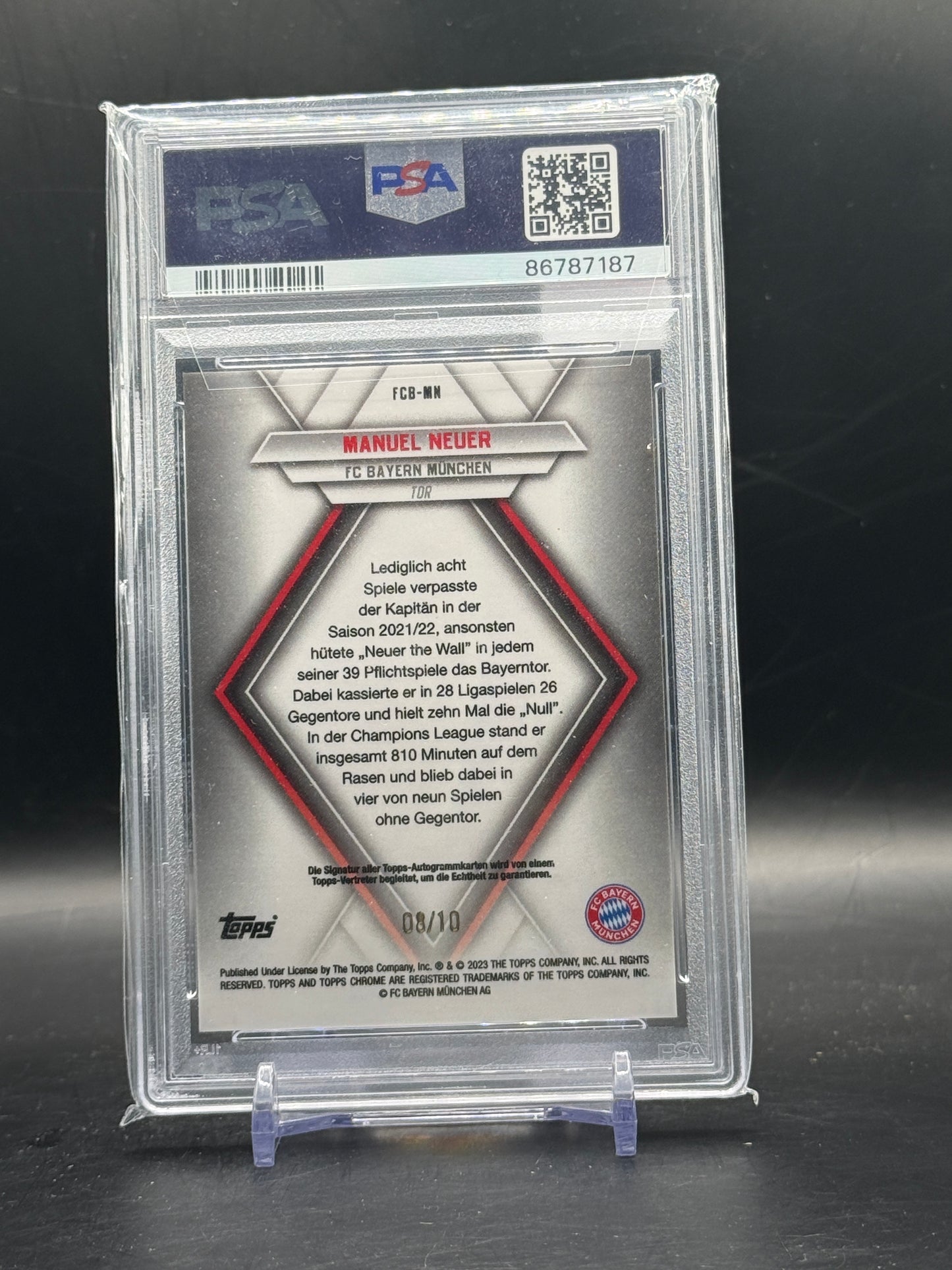 2022-23 Topps Chrome FC Bayern München Manuel Neuer Gold Auto 08/10 PSA 9 Auto 10 86787187