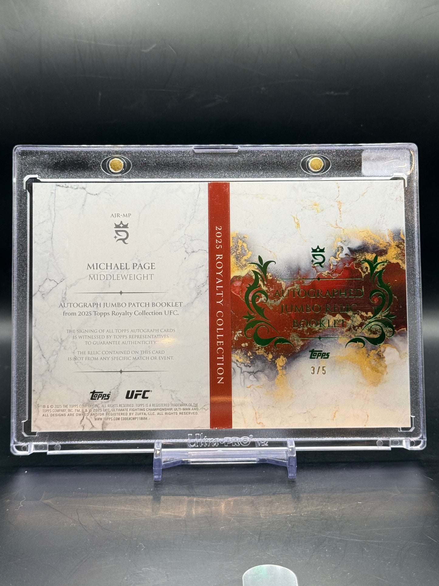 2025 Topps Royalty Collection UFC Michael Page Patch Auto 3/5