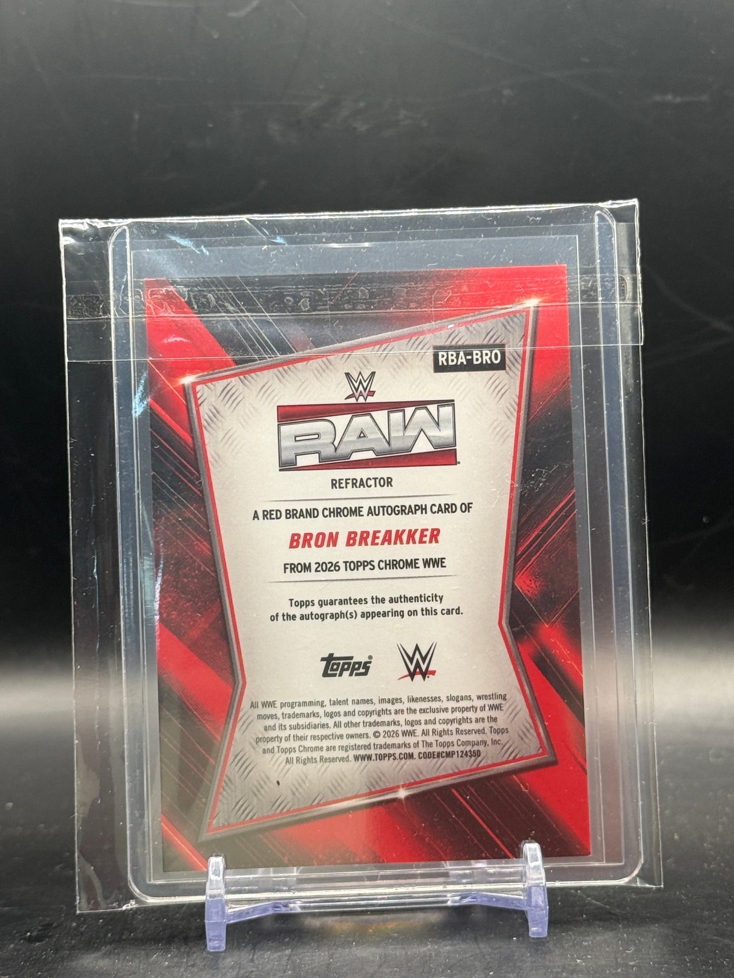 2026 Topps Chrome WWE Bron Breakker Red Brand Auto