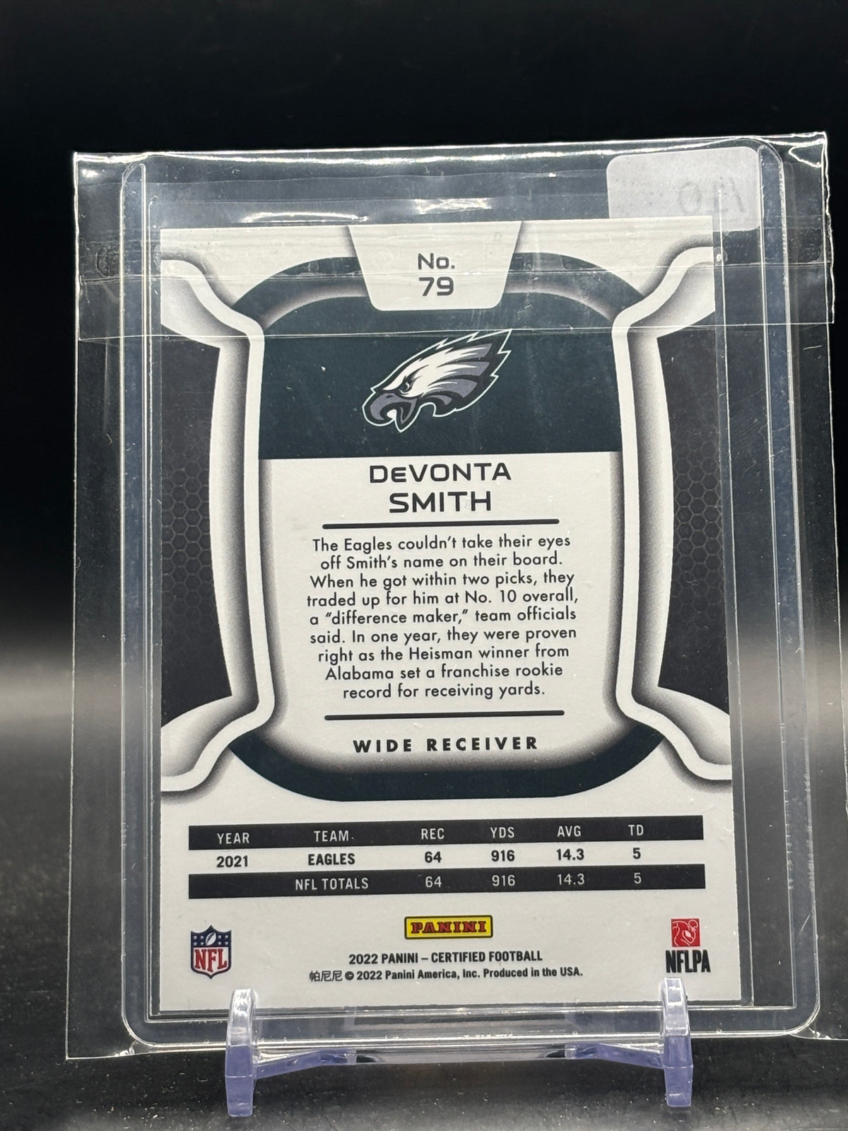 2022 Panini Certiefied NFL DeVonta Smith Philadelphia Eagles Purple 06/10