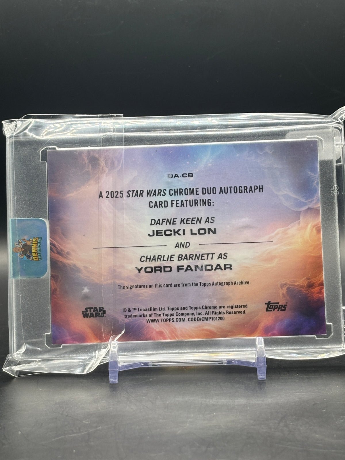 2025 Topps Chrome Sapphire Star Wars Jecki Lon Dafne Keen / Yord Fandar Charlie Barnett Green 3/5