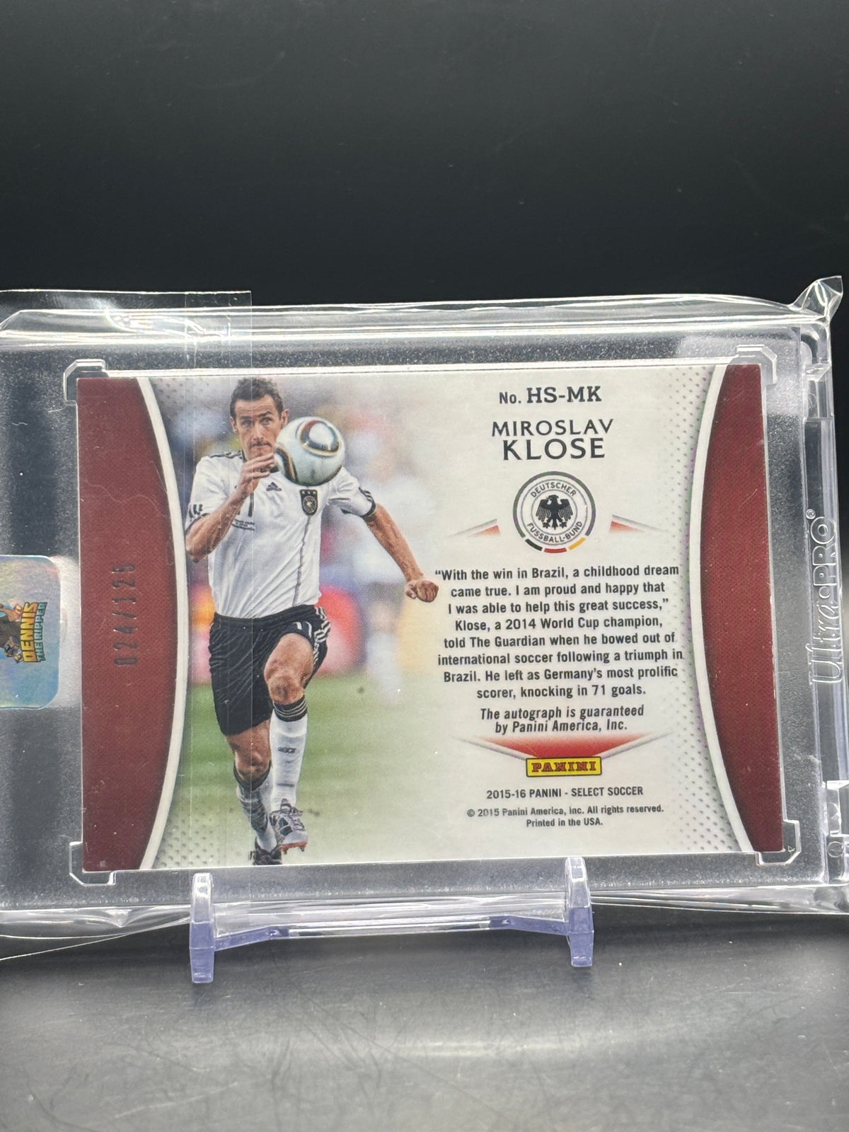 2015-16 Panini Select Soccer Miroslav Klose Germany Historic Auto 024/125