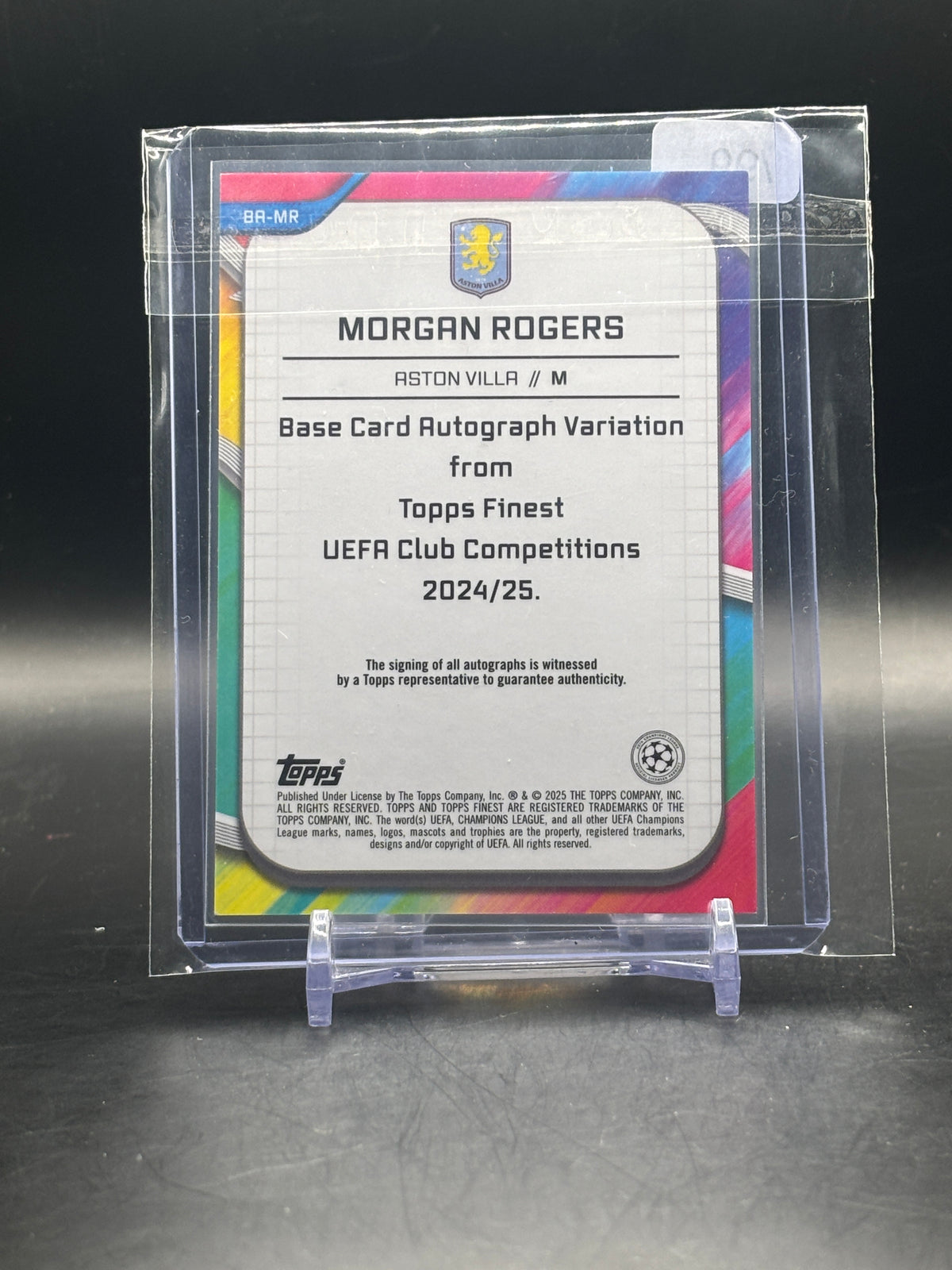 2024-25 Topps Finest UCC Morgan Rogers Aston Villa Green Wave Auto 62/99