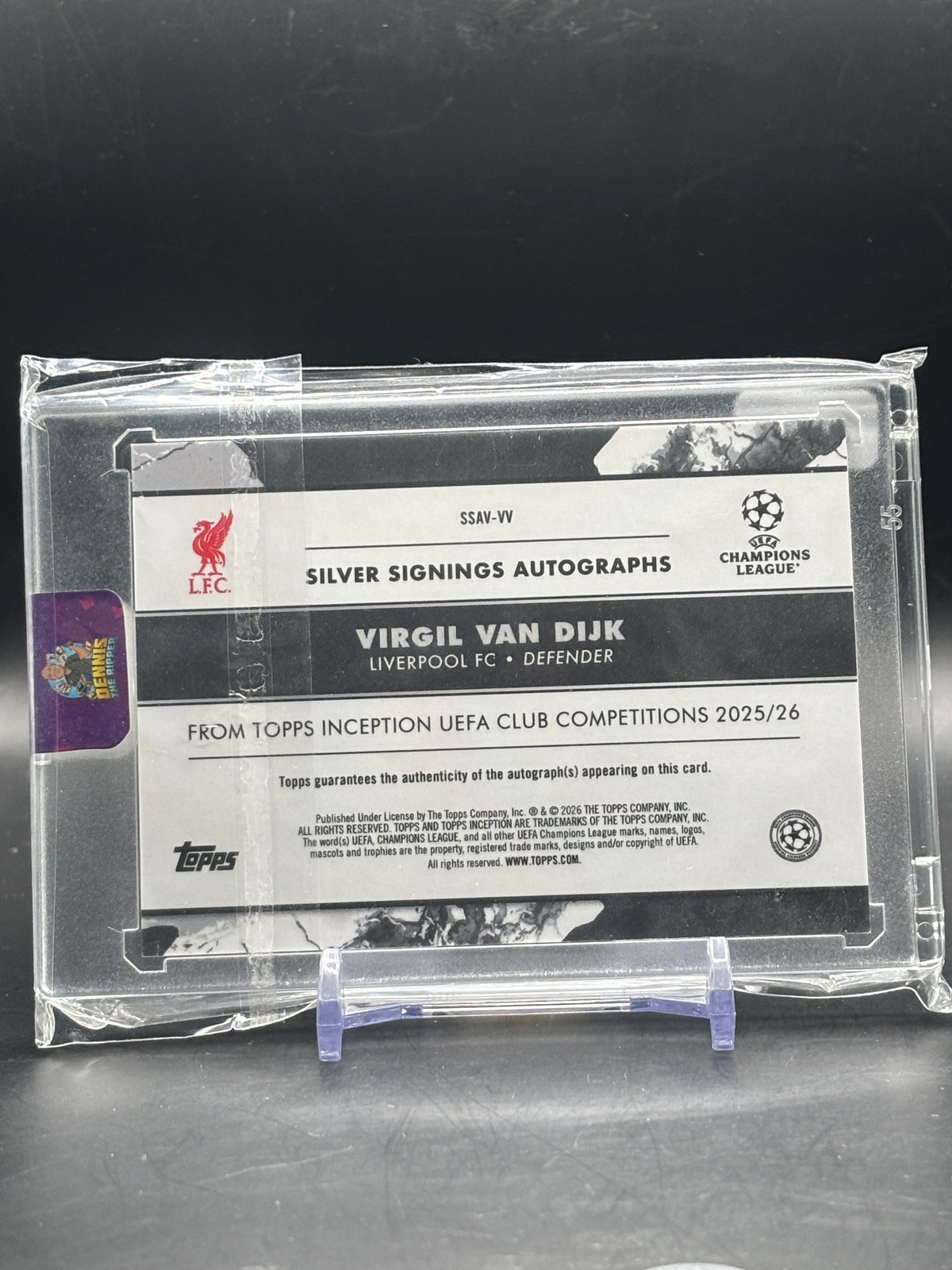 2025-26 Topps Inception UCC Virgil Van Dijk Liverpool FC Purple Silver Signings Auto 09/25