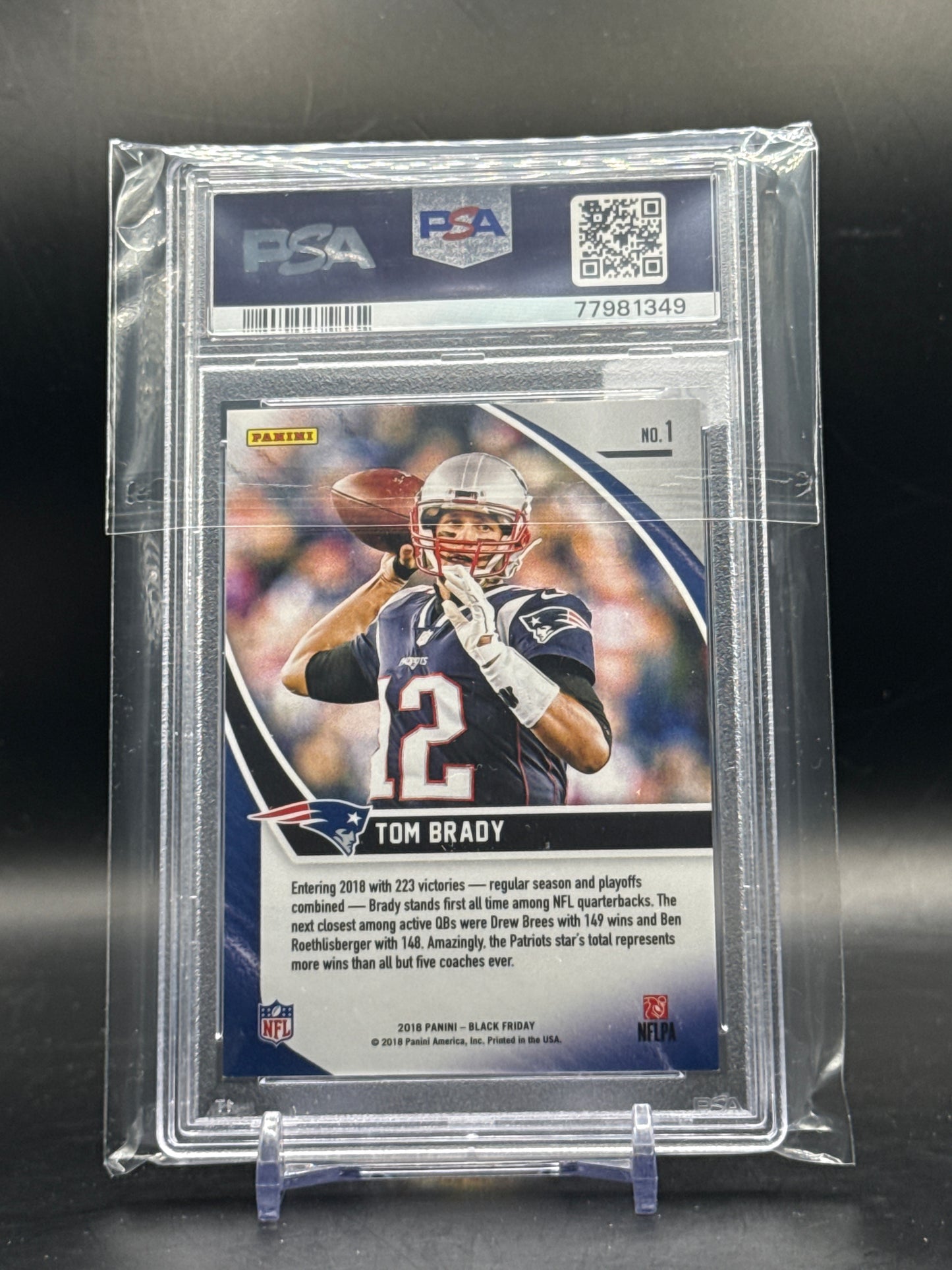 2018 Panini Black Friday Tom Brady New England Patriots Cracked Ice 14/25 PSA 9 77981349
