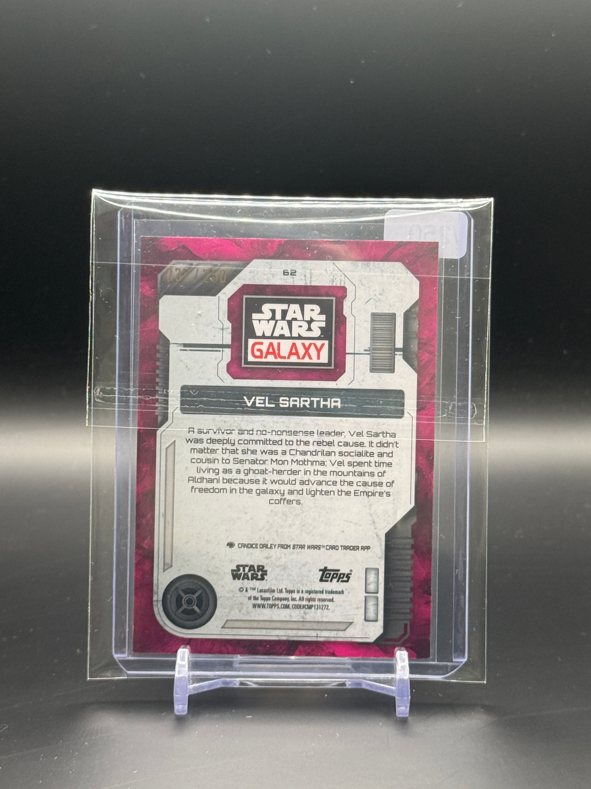 2026 Topps Galaxy Star Wars Vel Sartha Magenta Lava 032/250