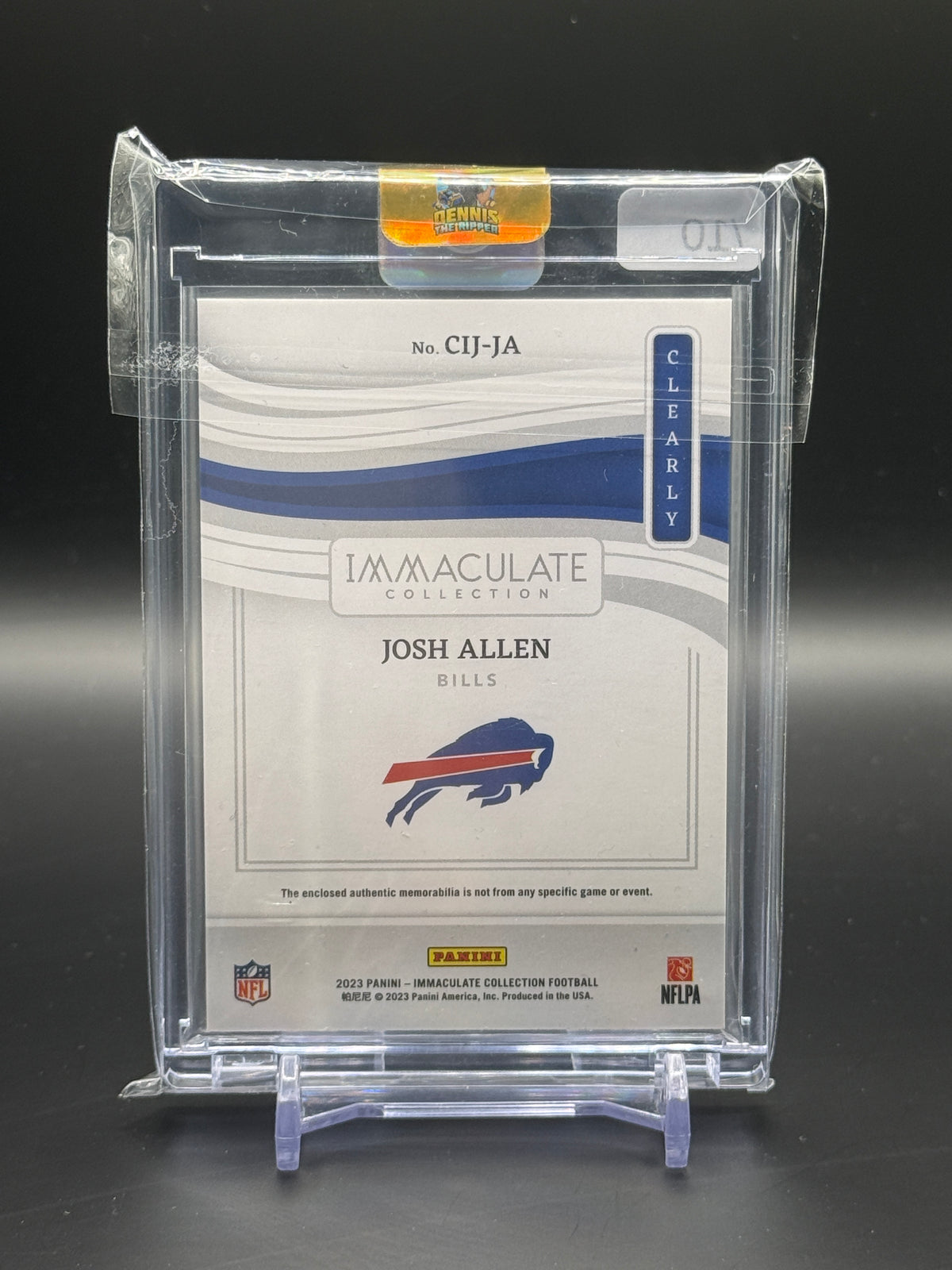 2023 Panini Immaculate NFL Josh Allen Buffalo Bills Gold Clearly Patch 03/10