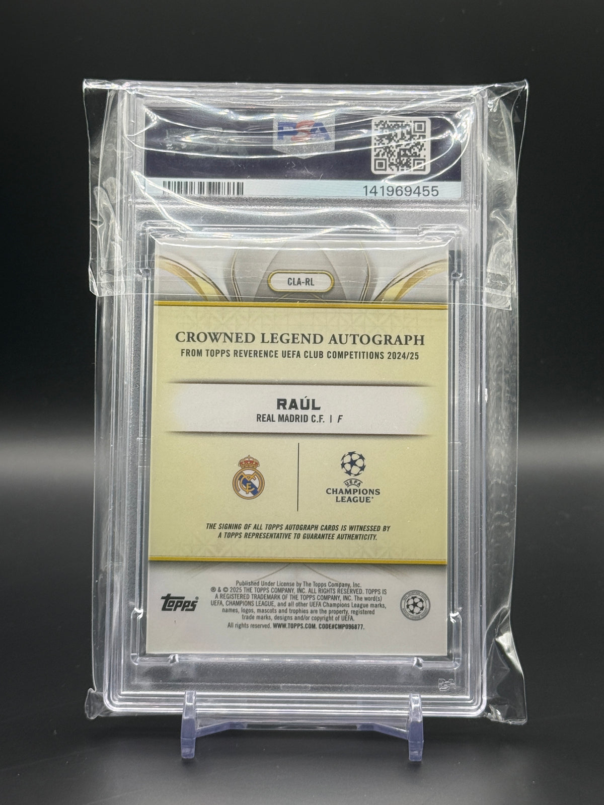 2024-25 Topps Reverence UCC Raul Real Madrid Orange Auto 07/25 PSA 8 Auto 10 141969455