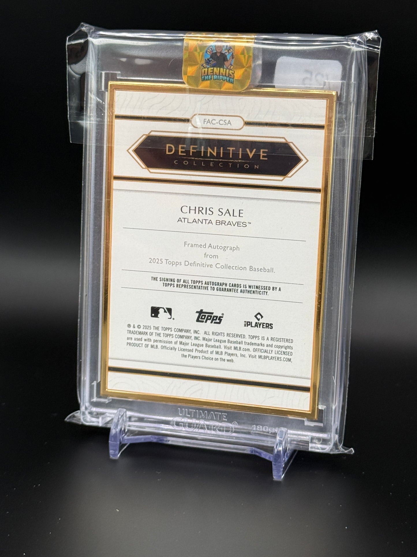 2025 Topps Definitive MLB Chris Sale Atlanta Braves Framed Auto 01/25