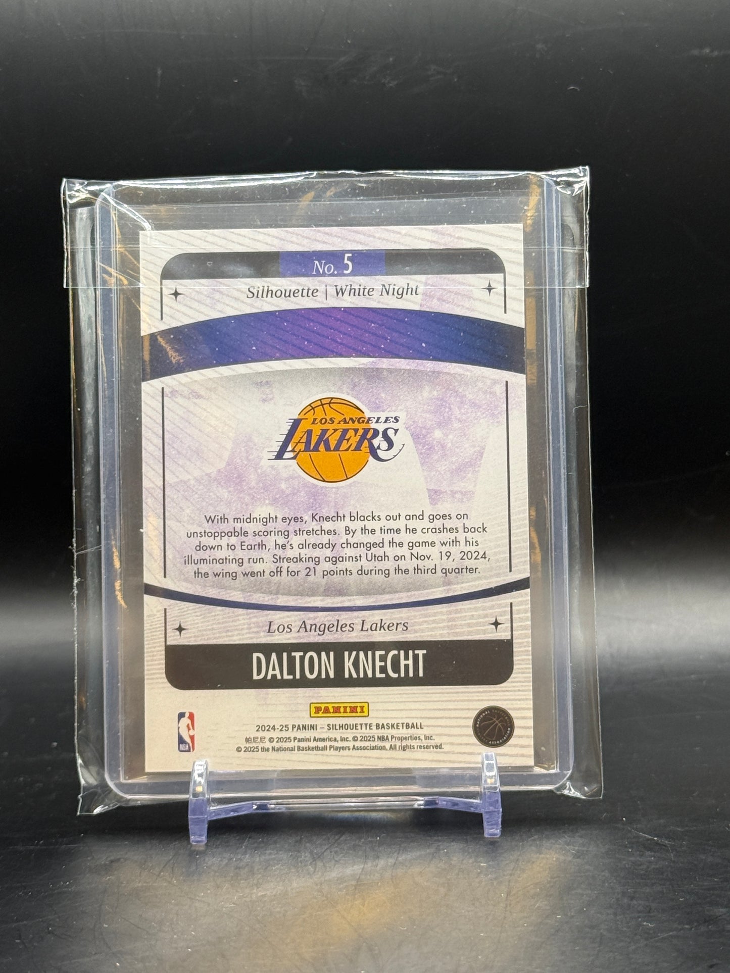 2024-25 Panini Silhouette NBA Dalton Knecht Los Angeles Lakers White Night