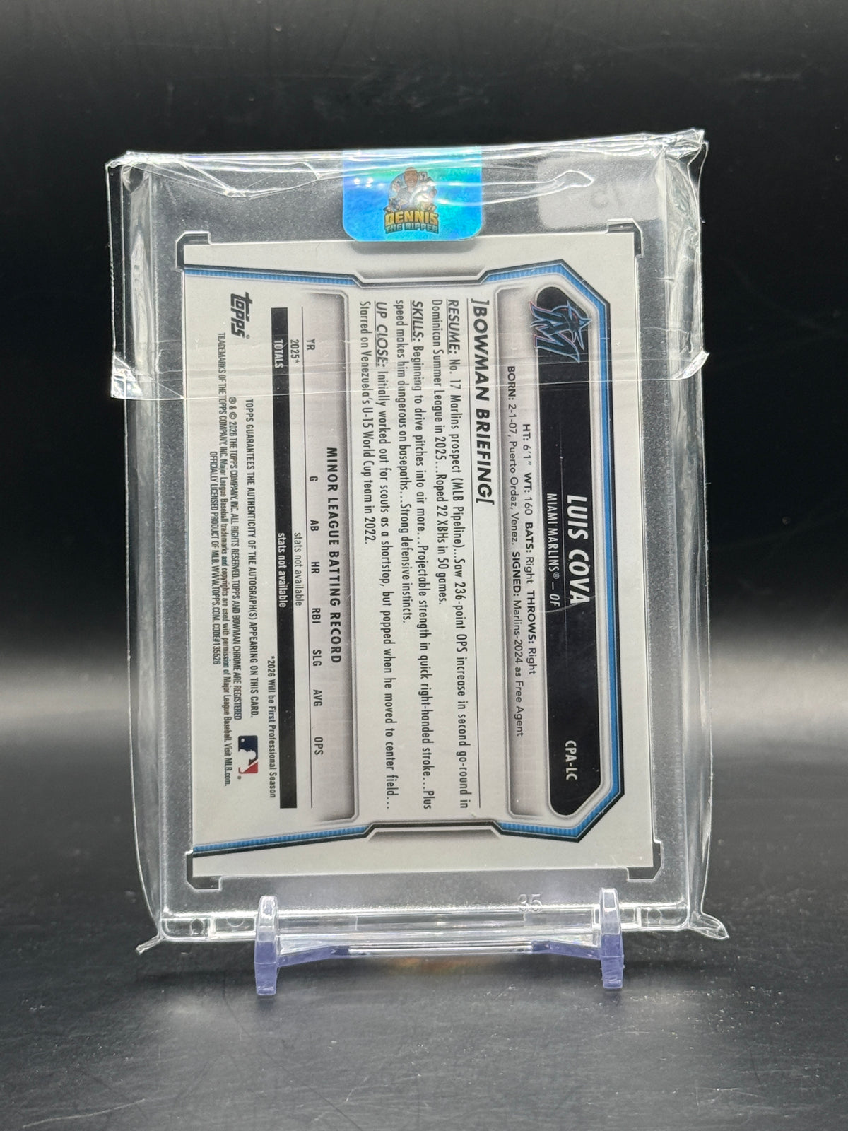 2025-26 Topps Bowman Chrome MLB Luis Cova Miami Marlins Gum Ball Auto 4/5